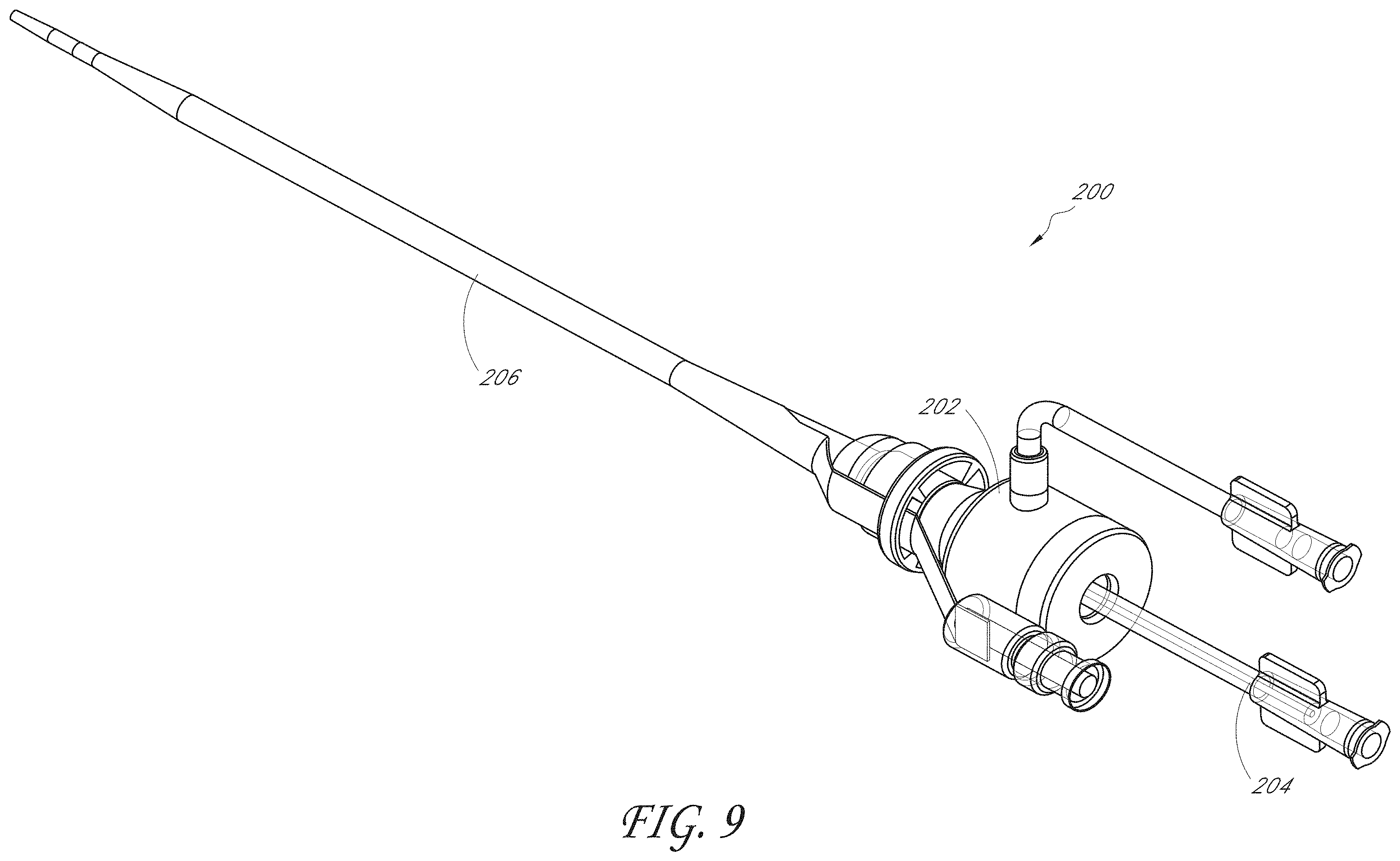 Patent US11793531 Figure 9 – Axial lengthening thrombus capture system, tensioning system and expandable funnel catheter