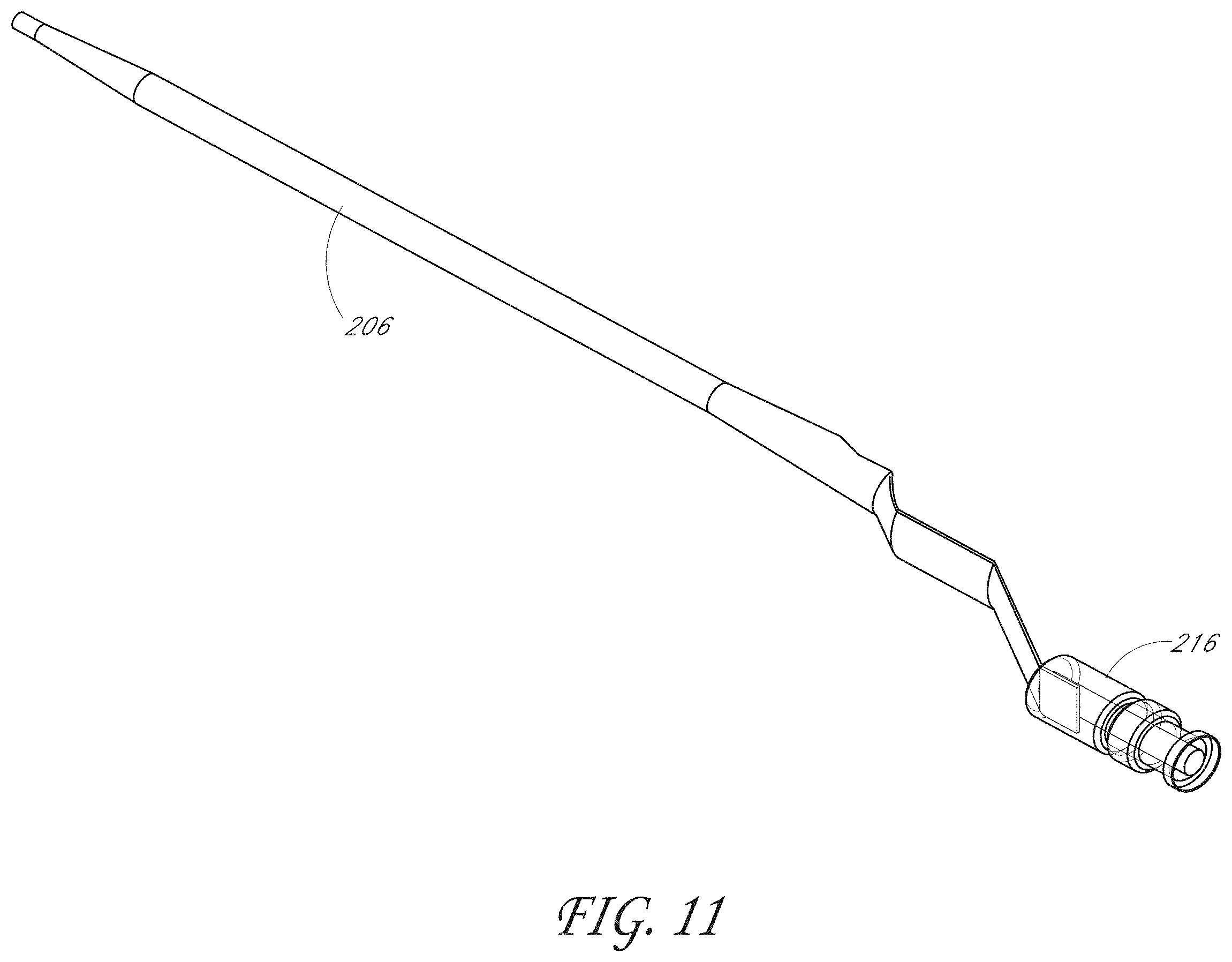 Patent US11793531 Figure 11 – Axial lengthening thrombus capture system, tensioning system and expandable funnel catheter