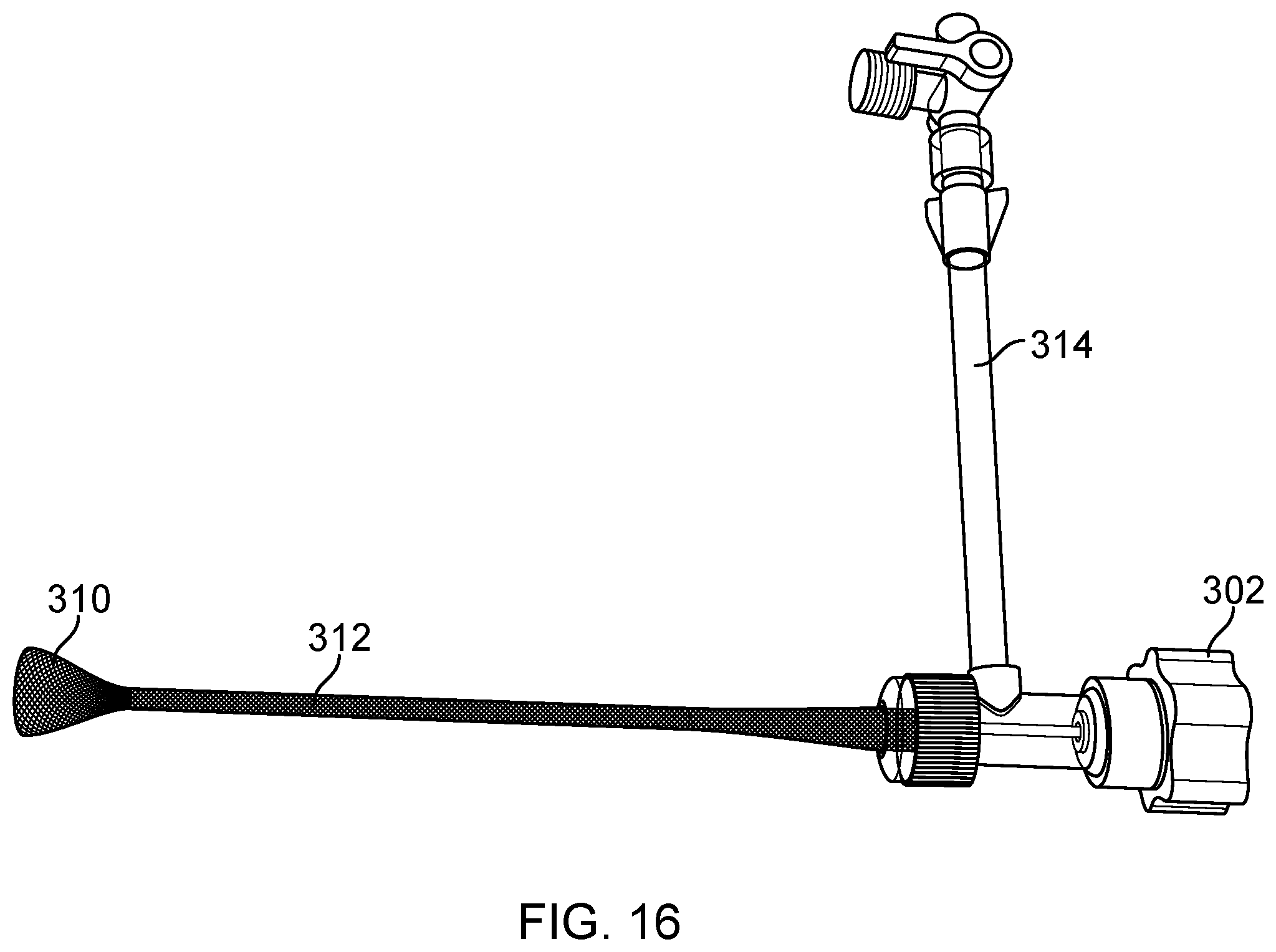 Patent US11793531 Figure 16 – Axial lengthening thrombus capture system, tensioning system and expandable funnel catheter