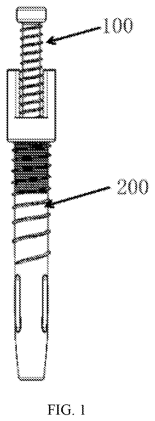 Patent US11793550 Figure 1 – Claw-shaped pedicle screw fastener for osteoporosis