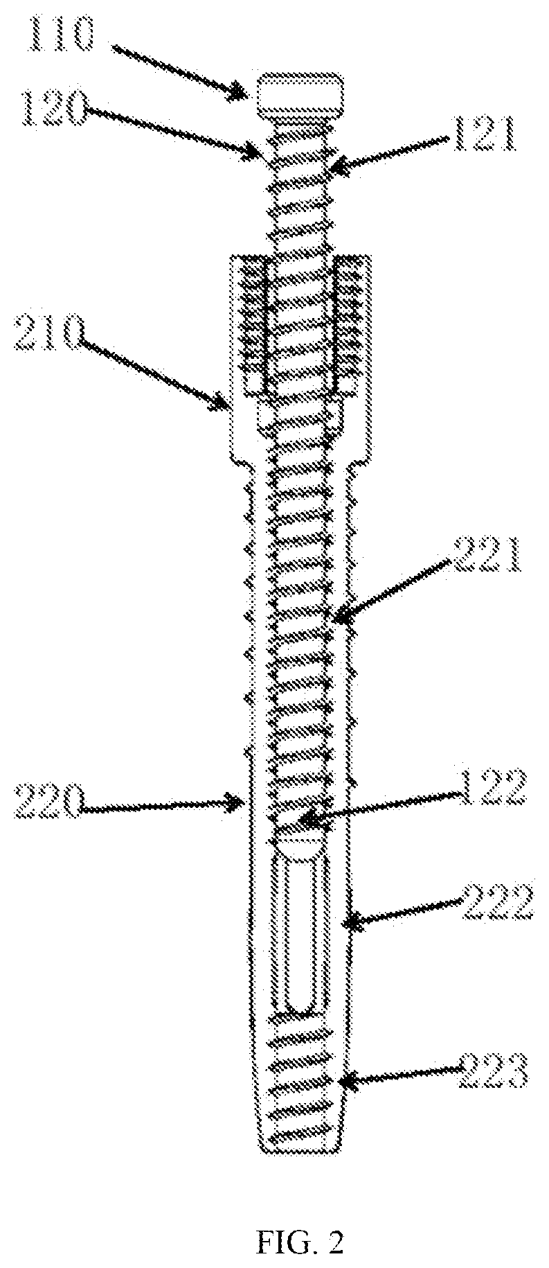 Patent US11793550 Figure 2 – Claw-shaped pedicle screw fastener for osteoporosis