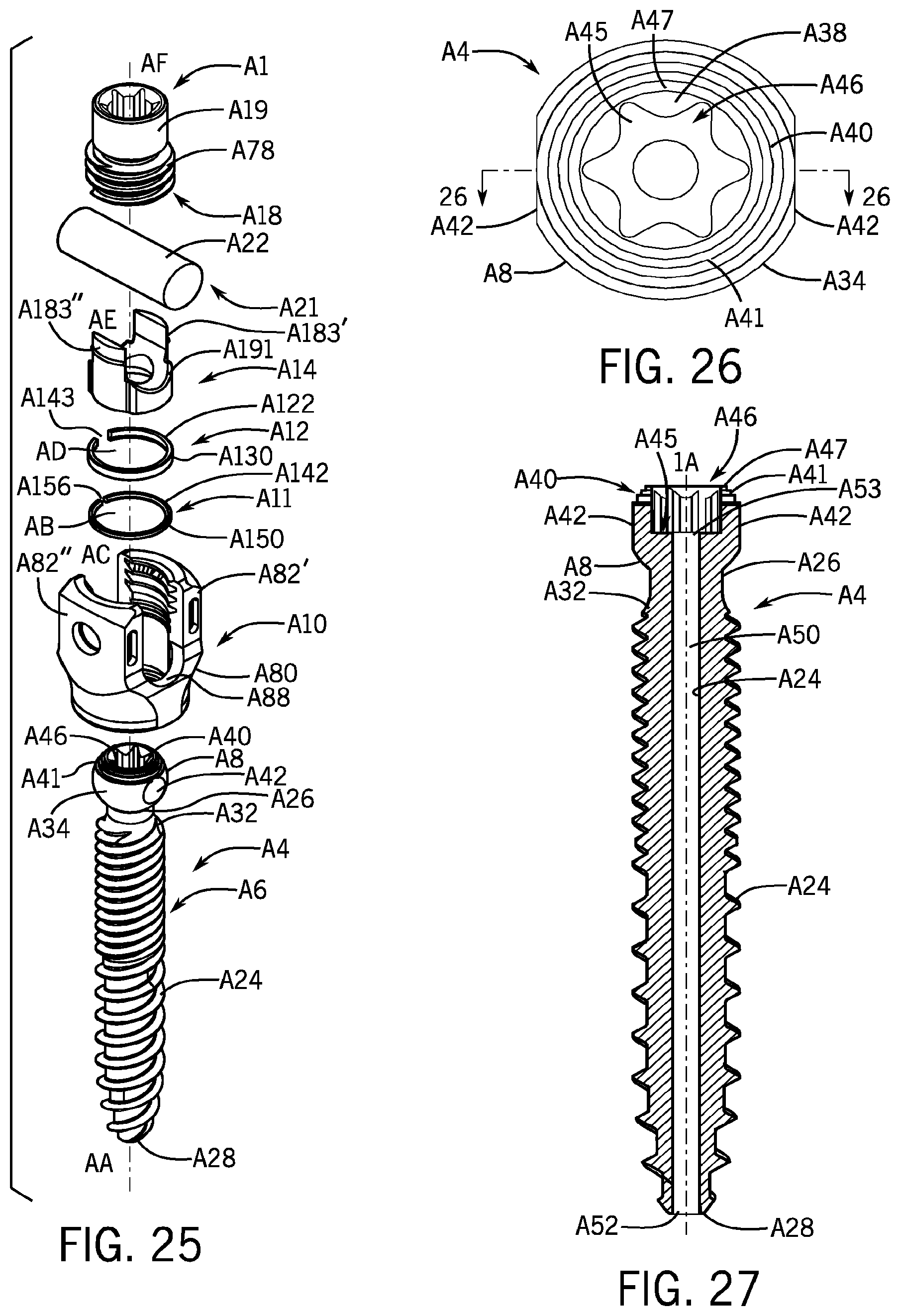 Patent US11793553 Figure 11 – Pivotal bone anchor assembly having first and second split rings and an insert with post-placement tool deployment