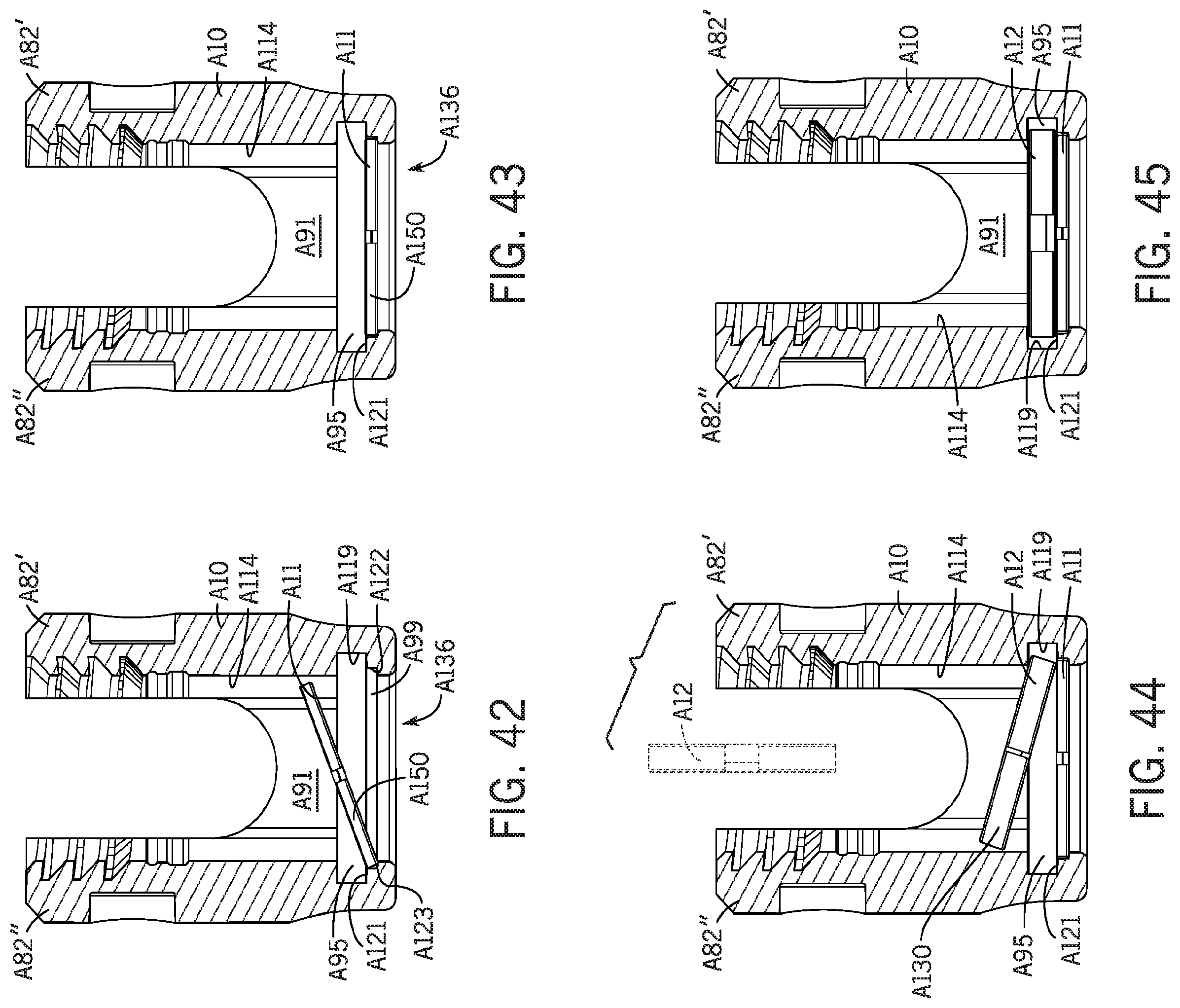 Patent US11793553 Figure 15 – Pivotal bone anchor assembly having first and second split rings and an insert with post-placement tool deployment