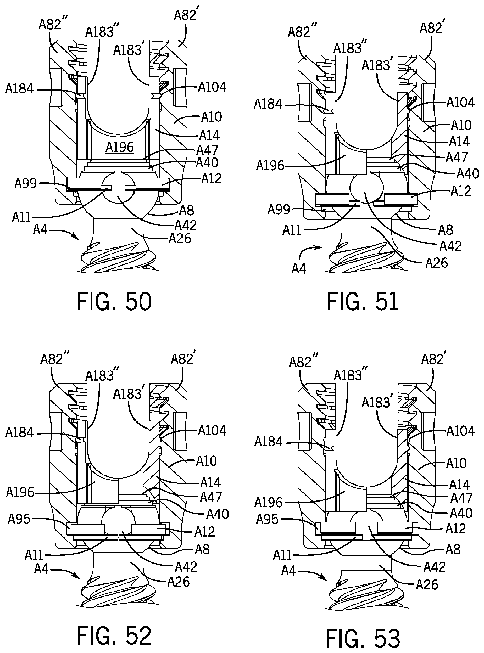 Patent US11793553 Figure 17 – Pivotal bone anchor assembly having first and second split rings and an insert with post-placement tool deployment
