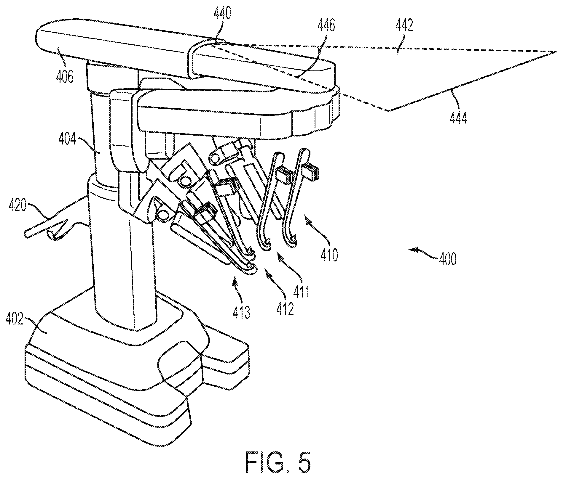 Patent US11793581 Figure 4 – Surgical system with obstacle indication system