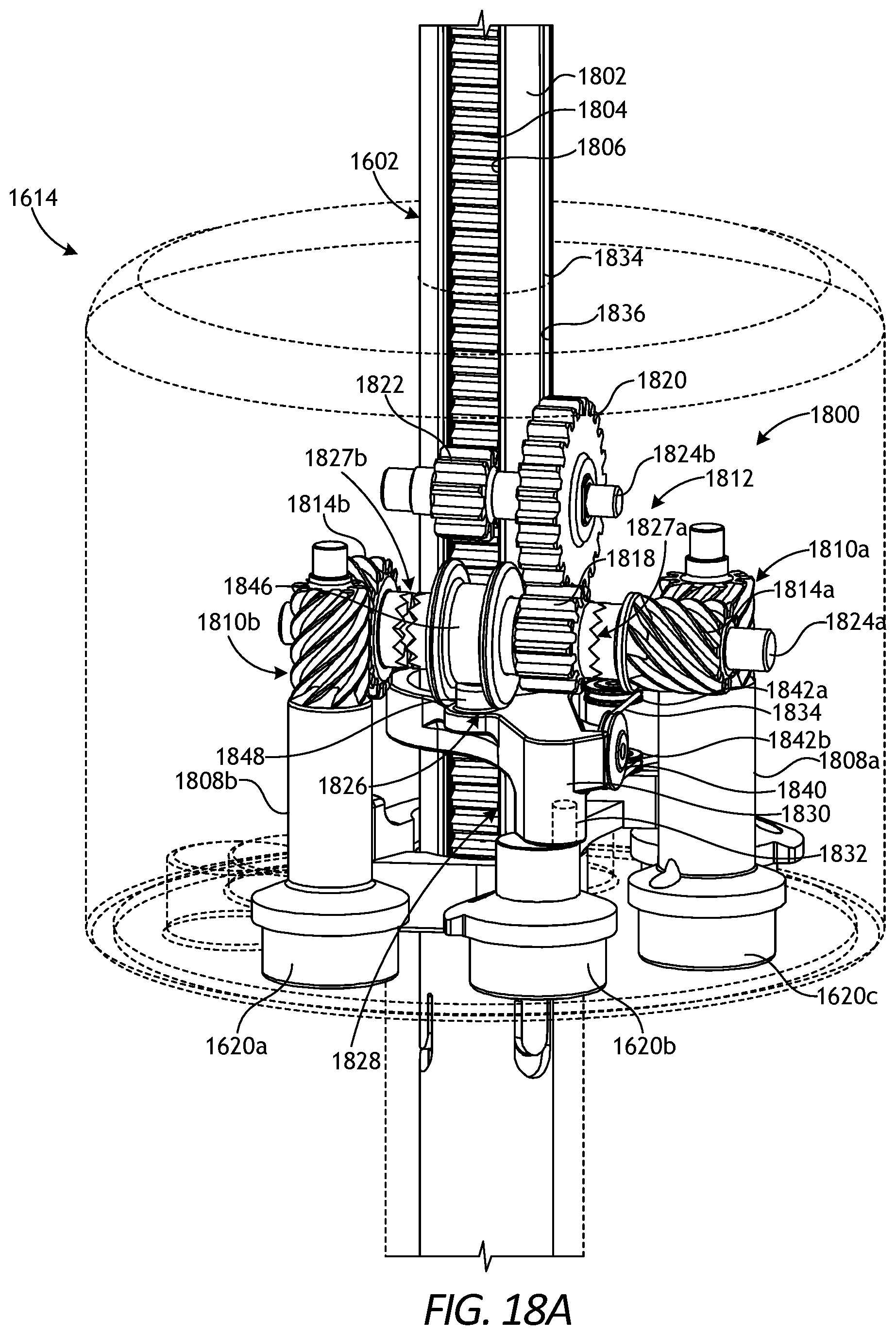 Patent US11793584 Figure 16 – Robotic surgical instruments with rack-based translation and firing transmission