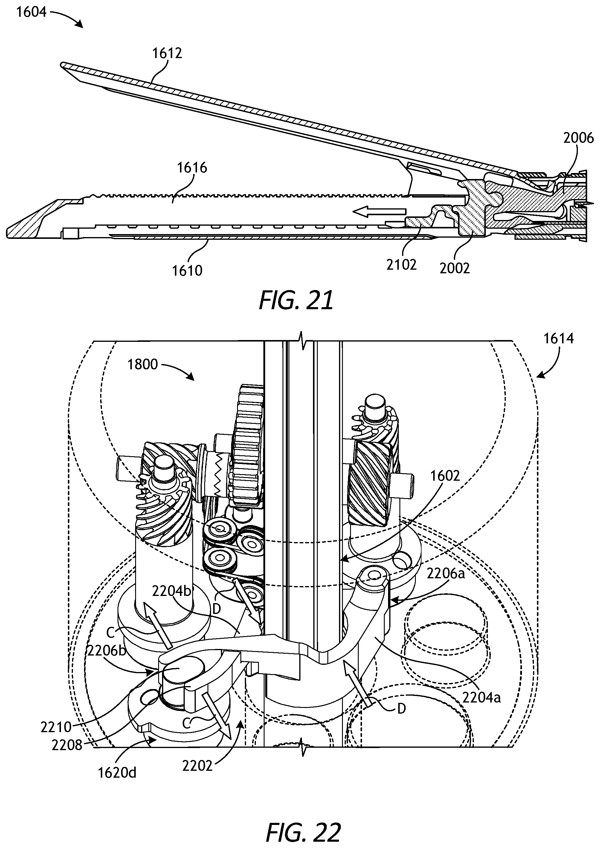 Patent US11793584 Figure 19 – Robotic surgical instruments with rack-based translation and firing transmission
