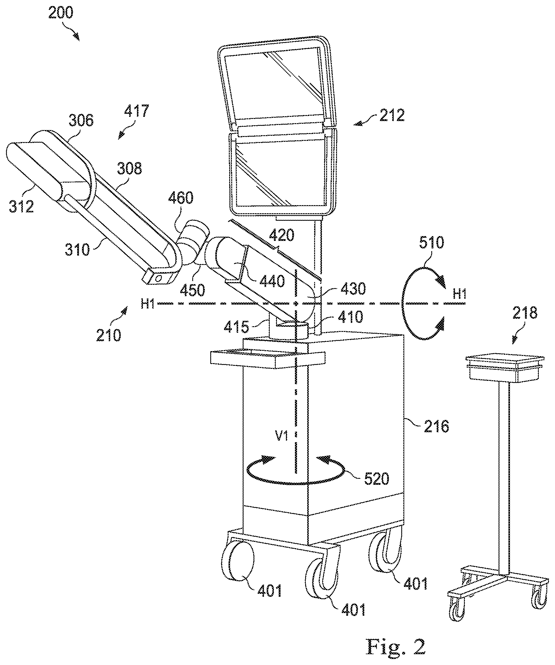 Patent US11793585 Figure 2 – Systems and methods for using a robotic medical system