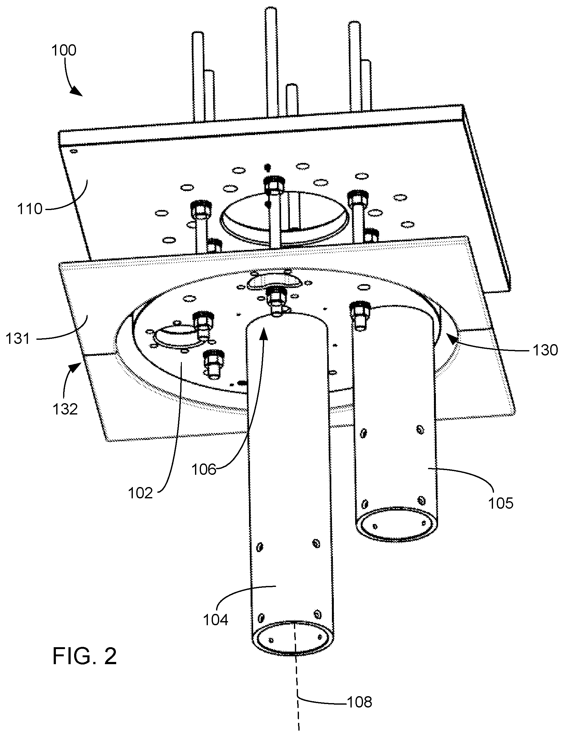 Patent US11793593 Figure 2 – Lighting assemblies for medical device suspension system