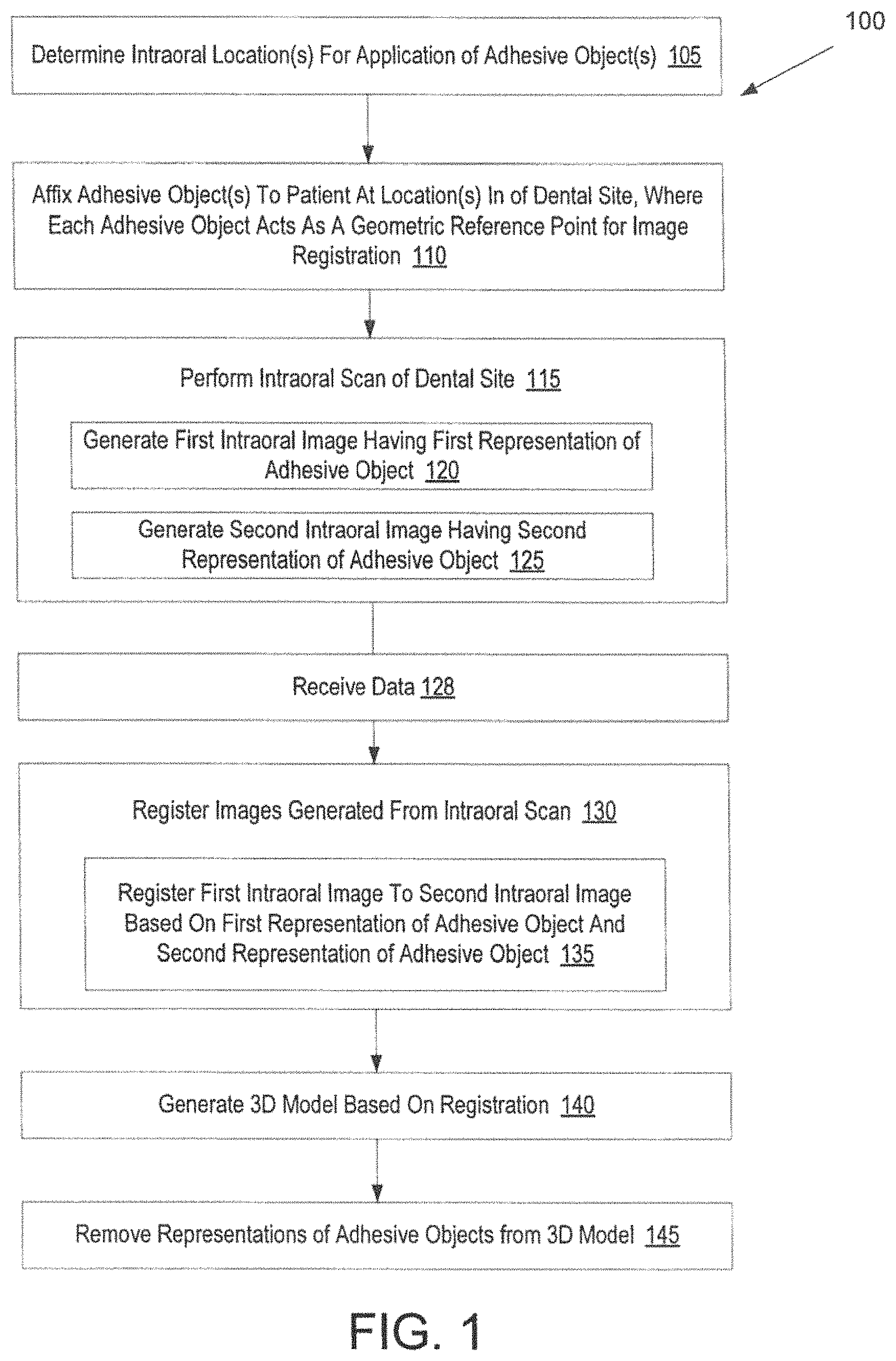 Patent US11793610 Figure 1 – Image registration of intraoral images using non-rigid indicia