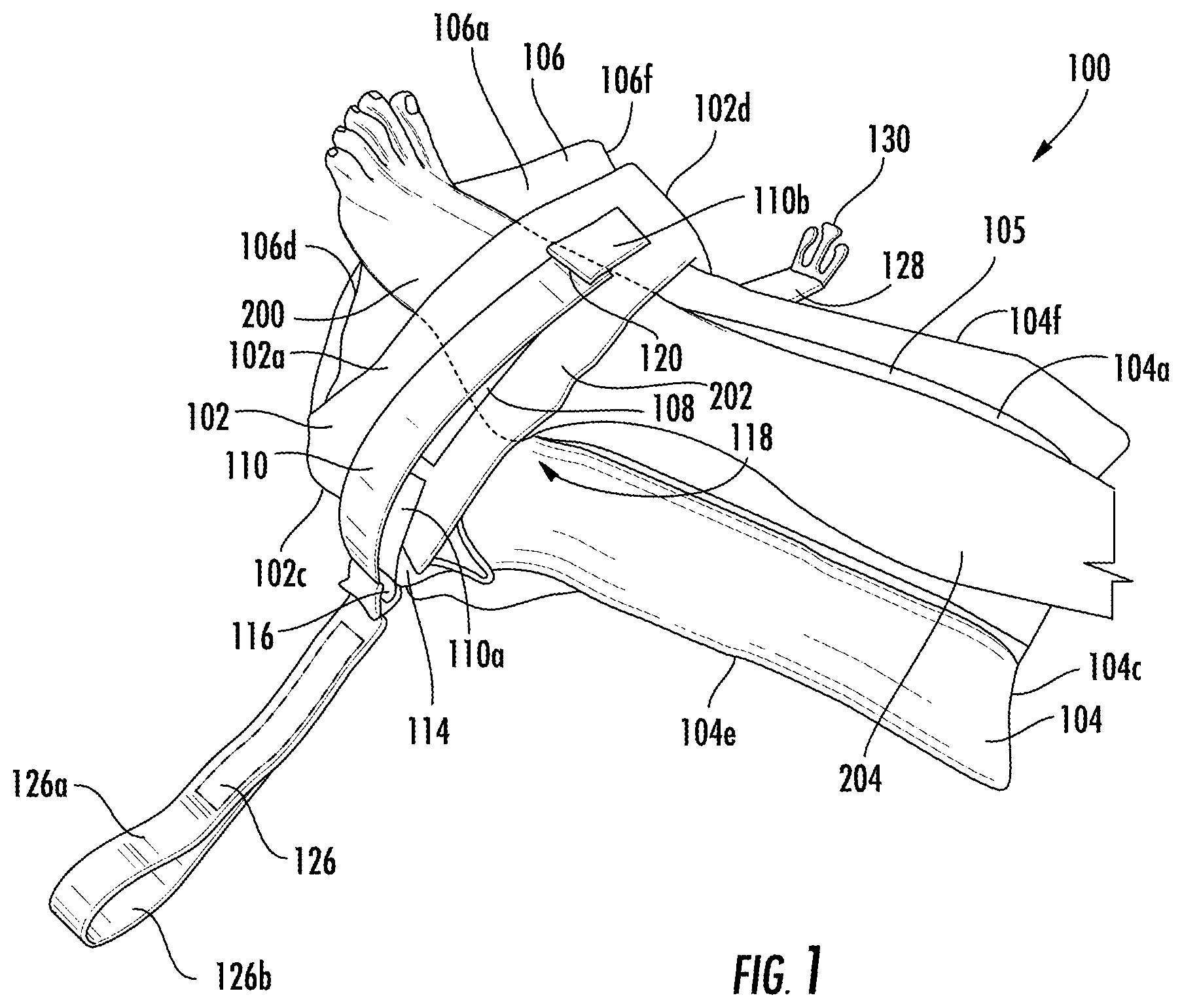Patent US11793661 Figure 1 – Cushioned support system for heel ulcer prevention