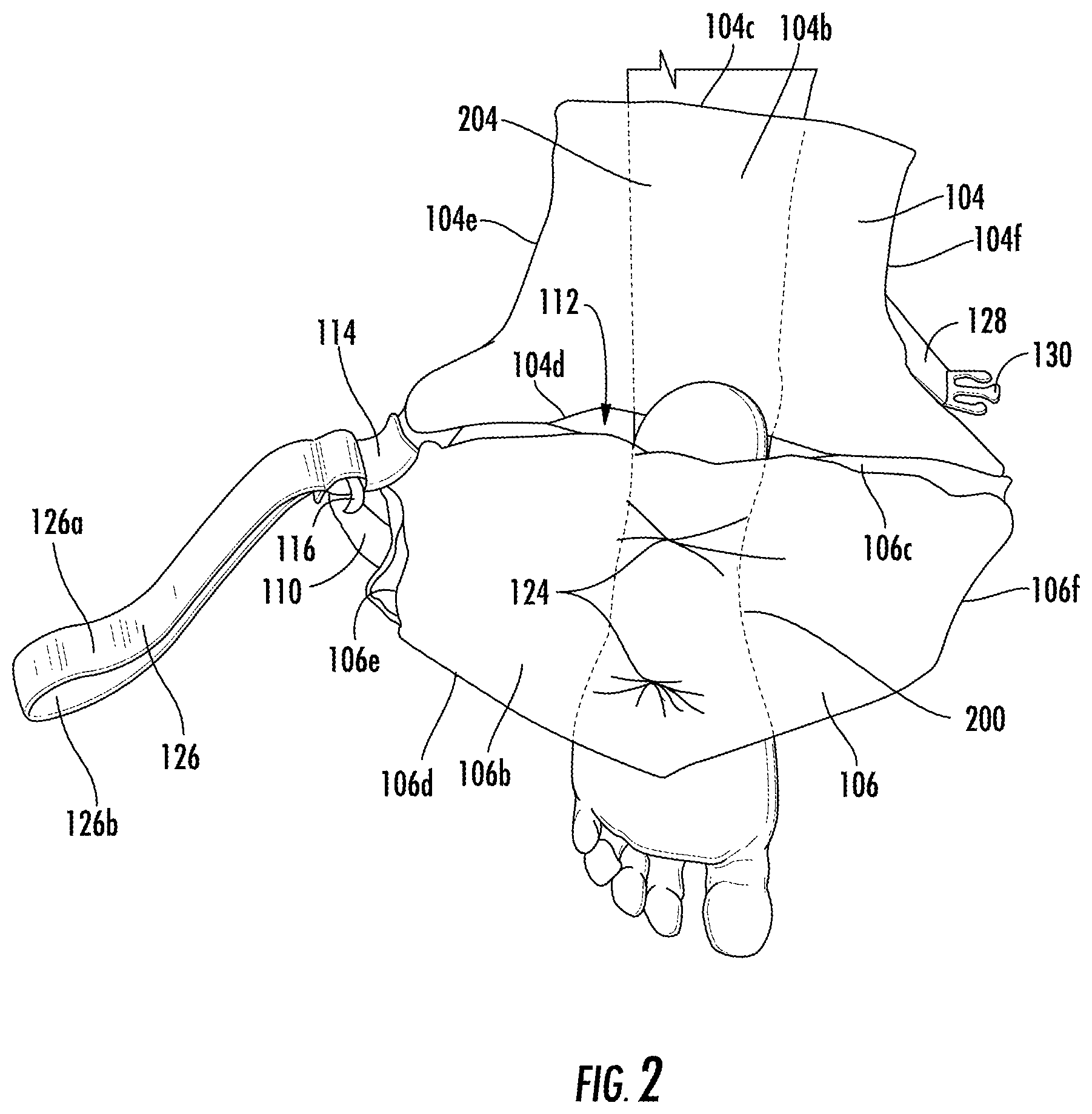 Patent US11793661 Figure 2 – Cushioned support system for heel ulcer prevention