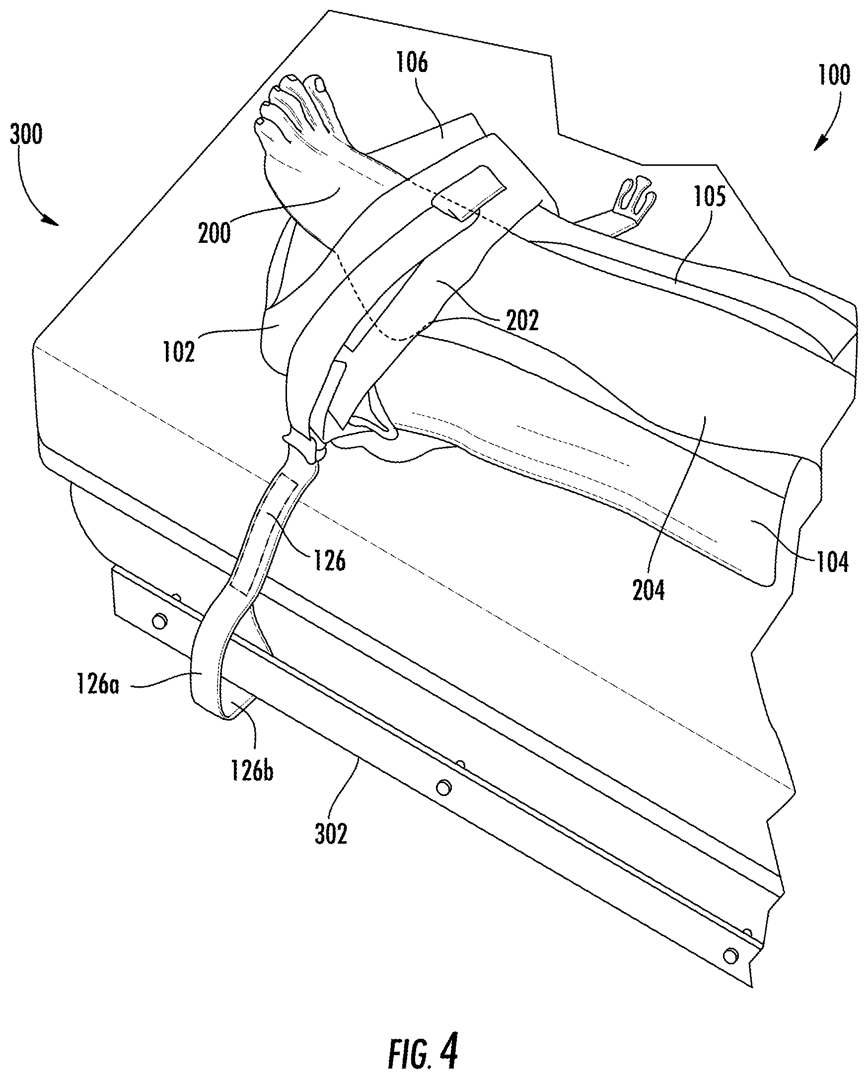 Patent US11793661 Figure 4 – Cushioned support system for heel ulcer prevention