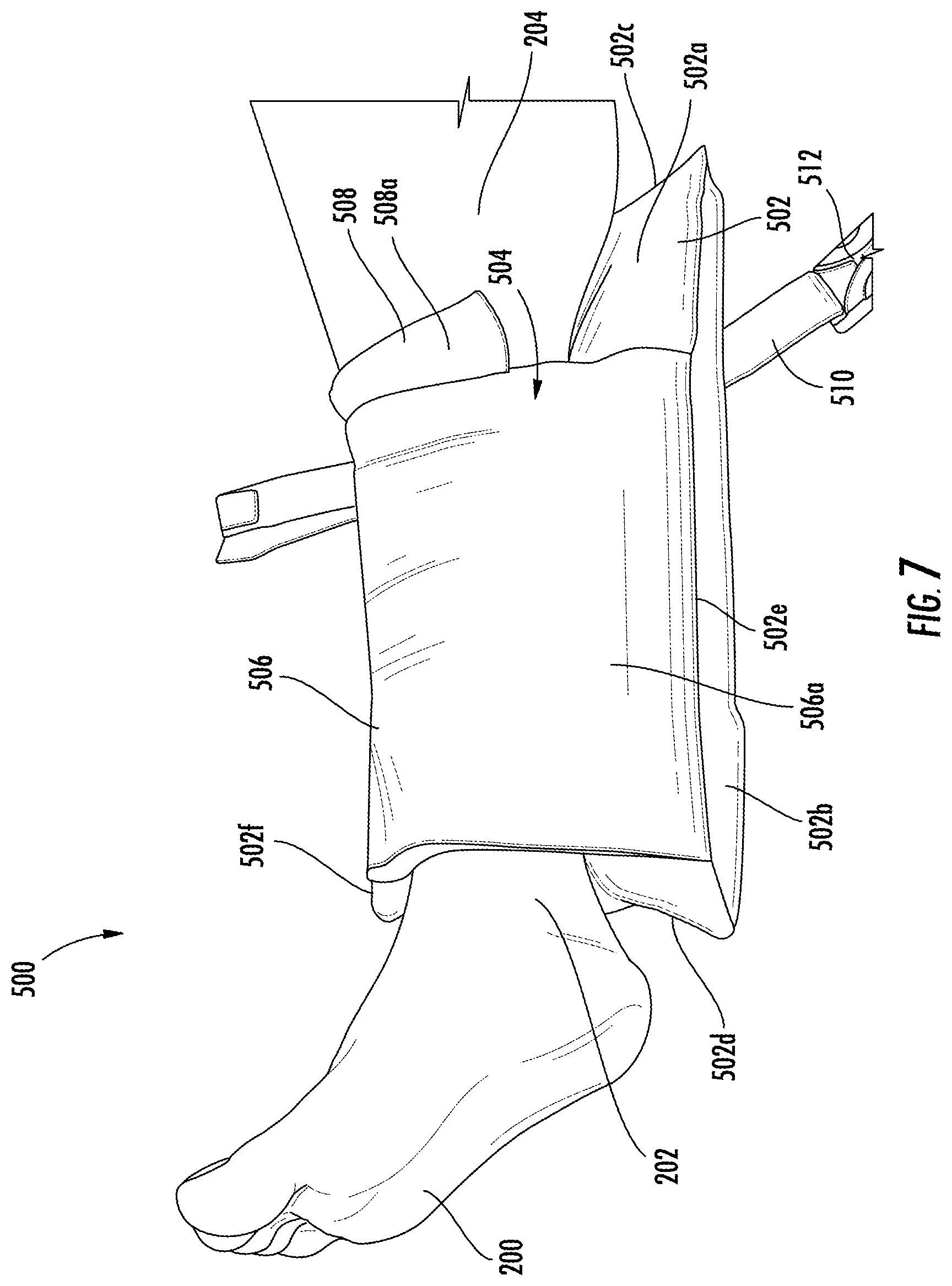 Patent US11793661 Figure 7 – Cushioned support system for heel ulcer prevention