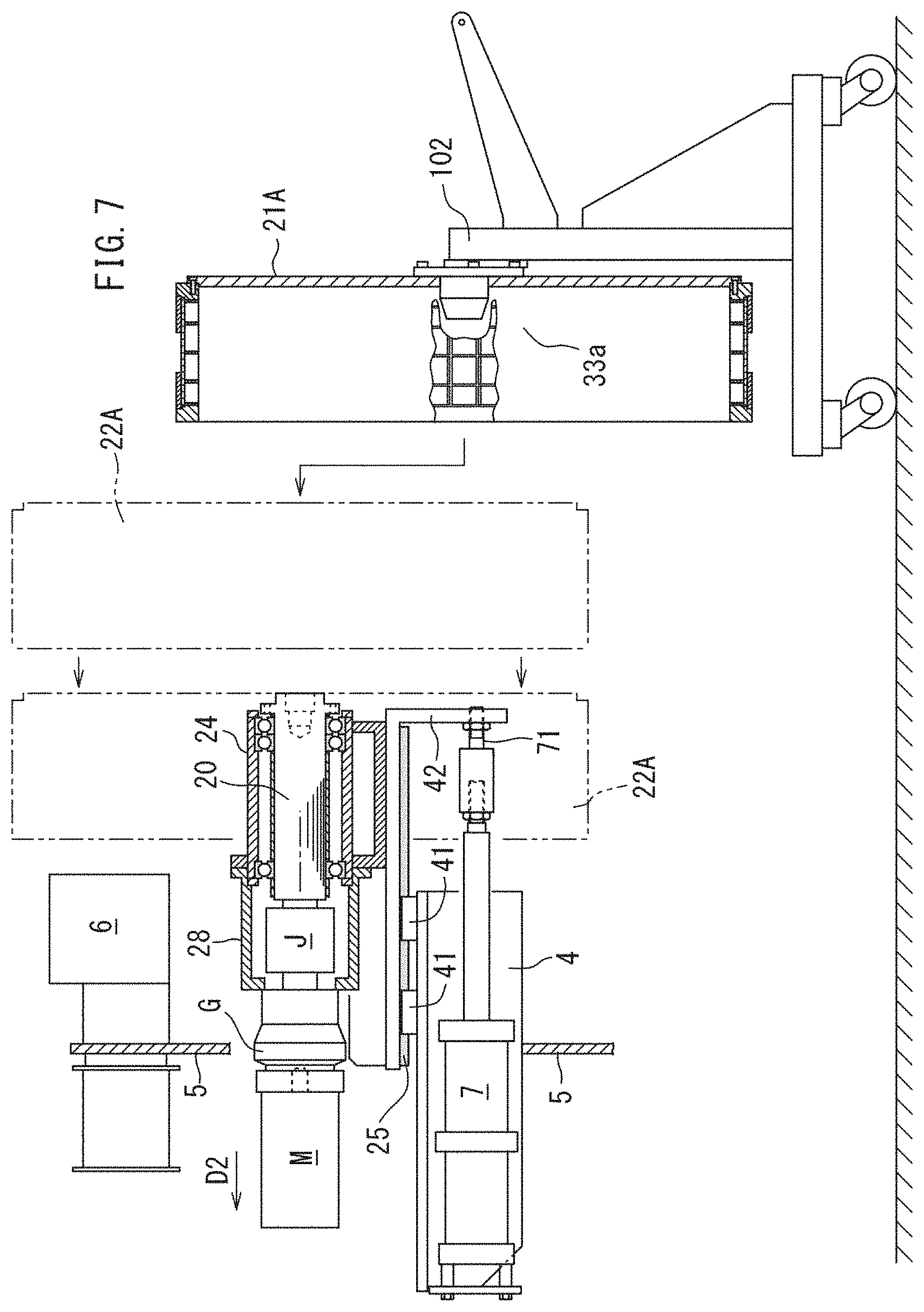 Patent US11793681 Figure 7 – Apparatus for manufacturing absorbent core of disposable worn article, and replacement method for replacing part of the apparatus