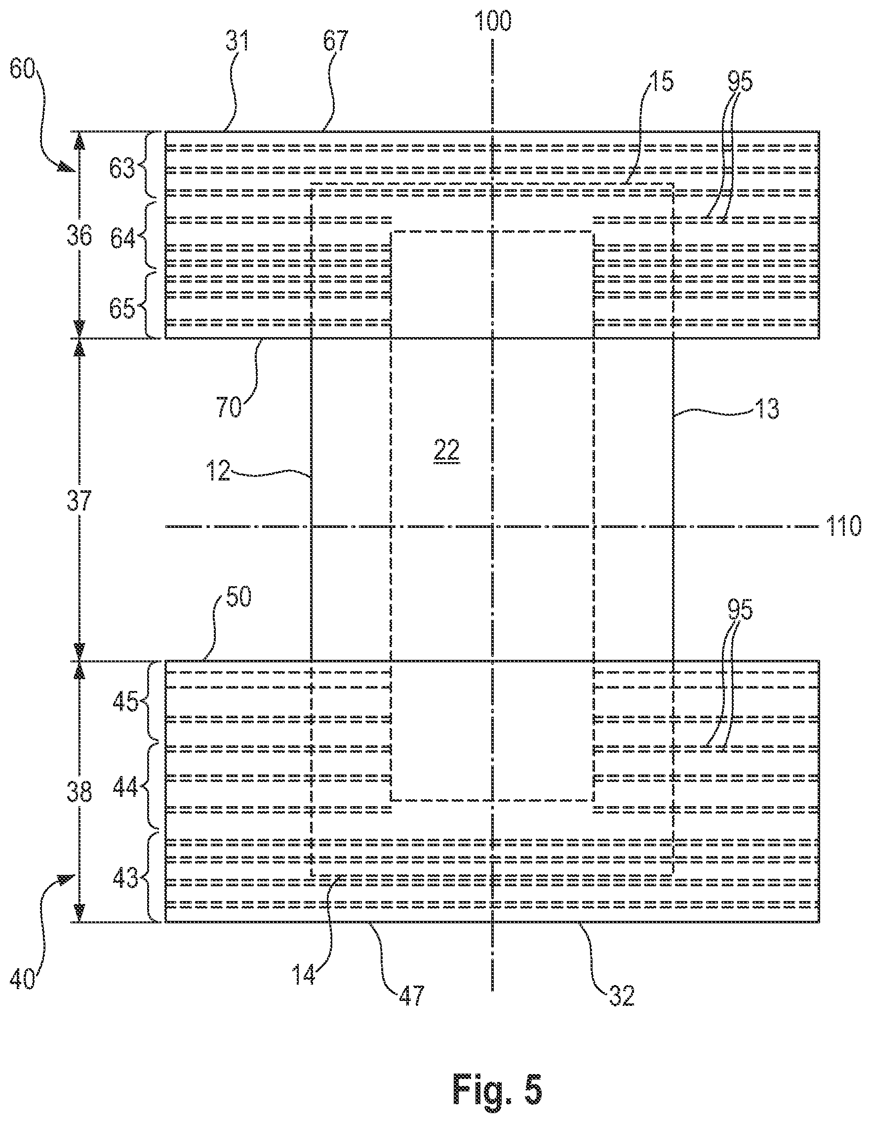 Patent US11793686 Figure 5 – Absorbent article with belt having profiled elasticity