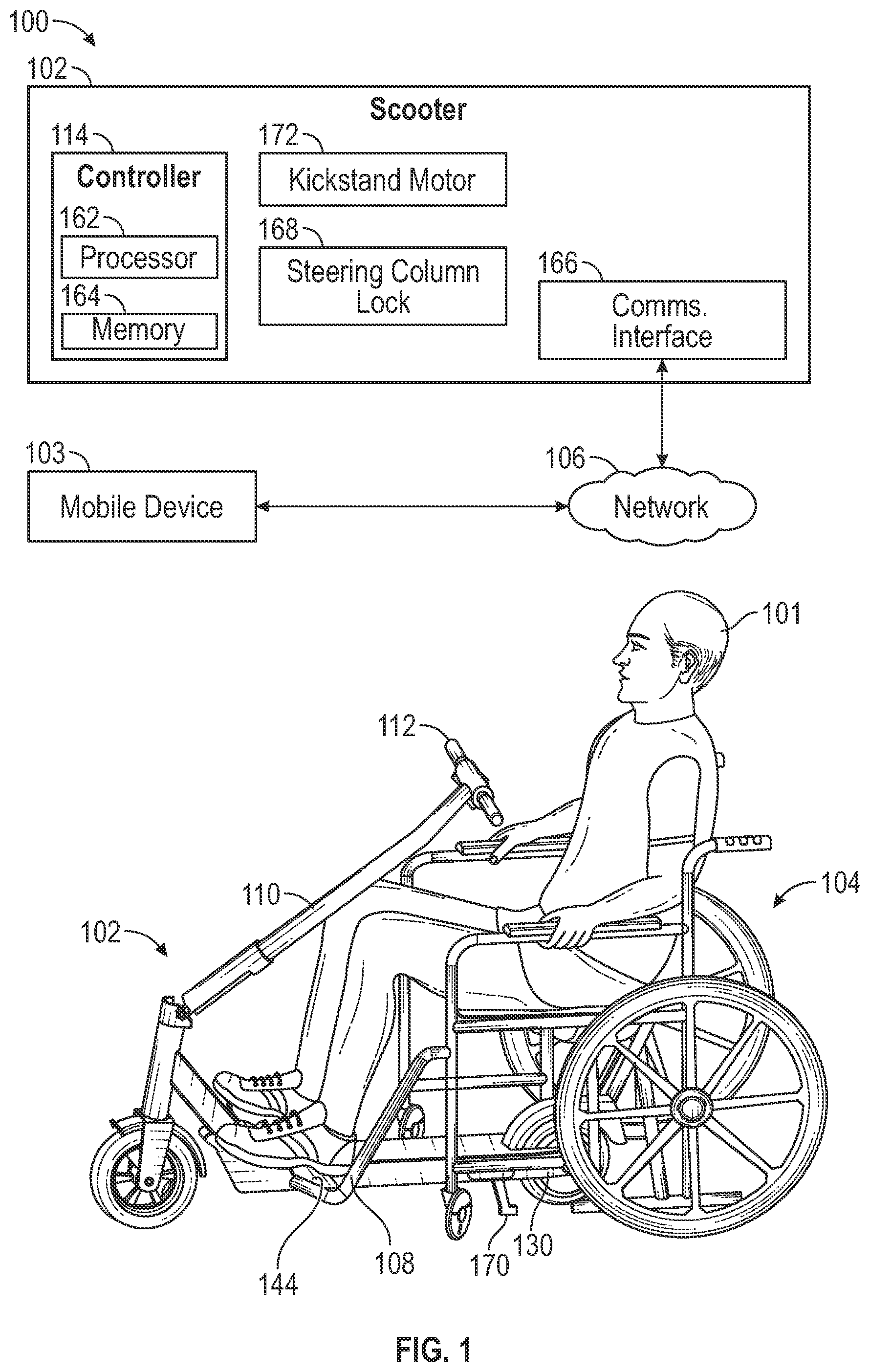 Patent US11793690 — Accessible scooters and methods of use — Figure 1