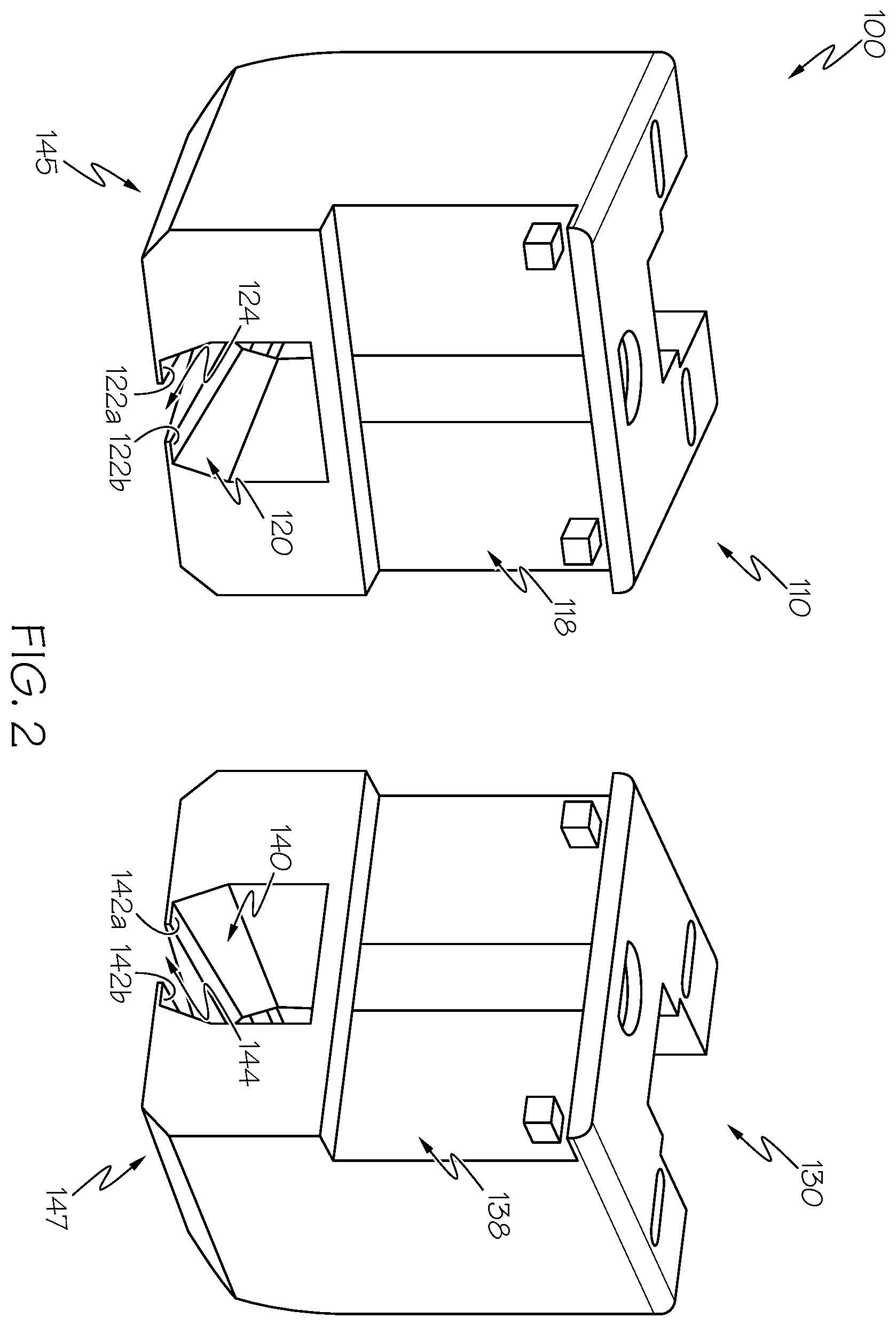 Patent US11793702 Figure 2 – Gates with transition ramps for overhead lifting rails