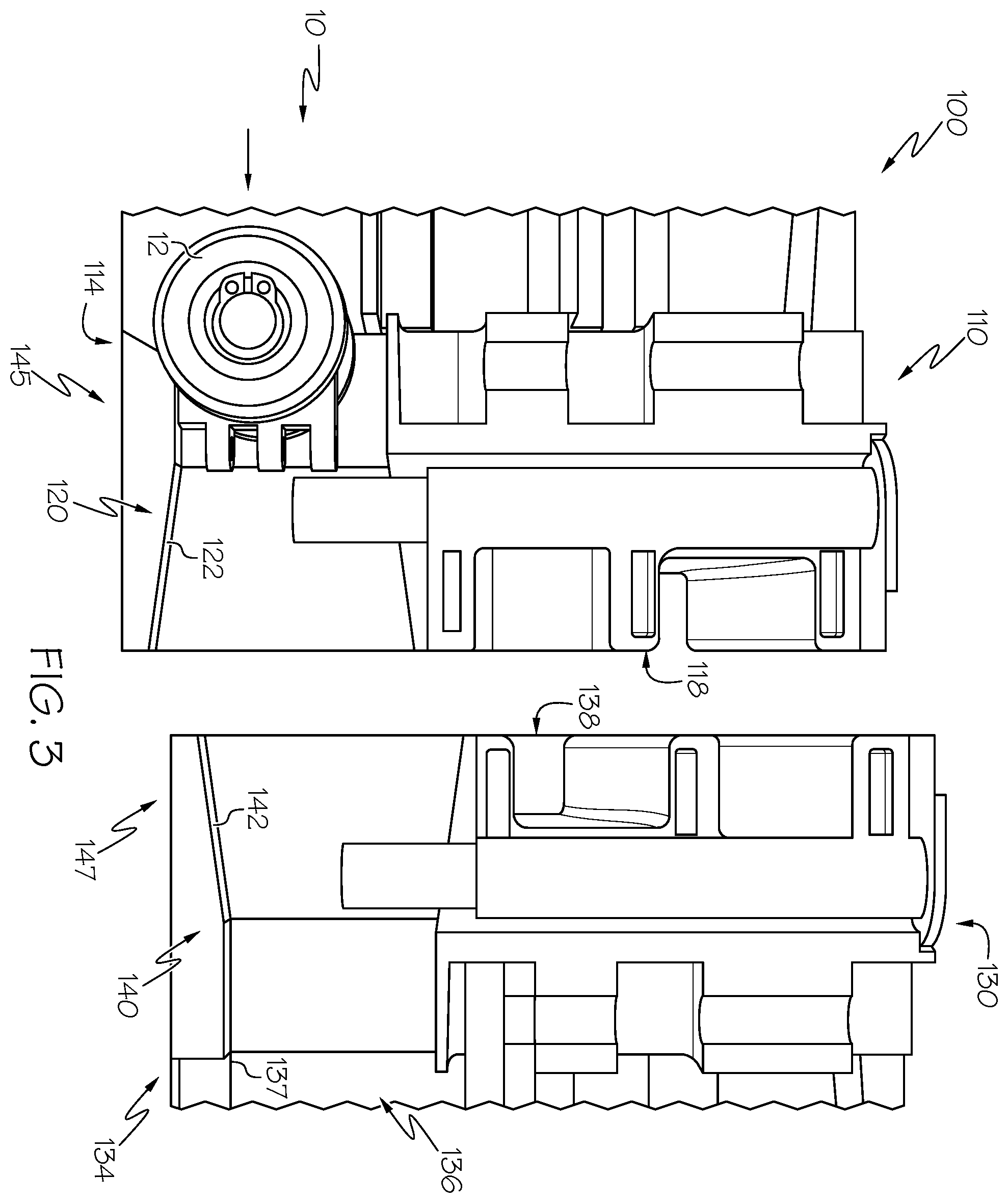 Patent US11793702 Figure 3 – Gates with transition ramps for overhead lifting rails