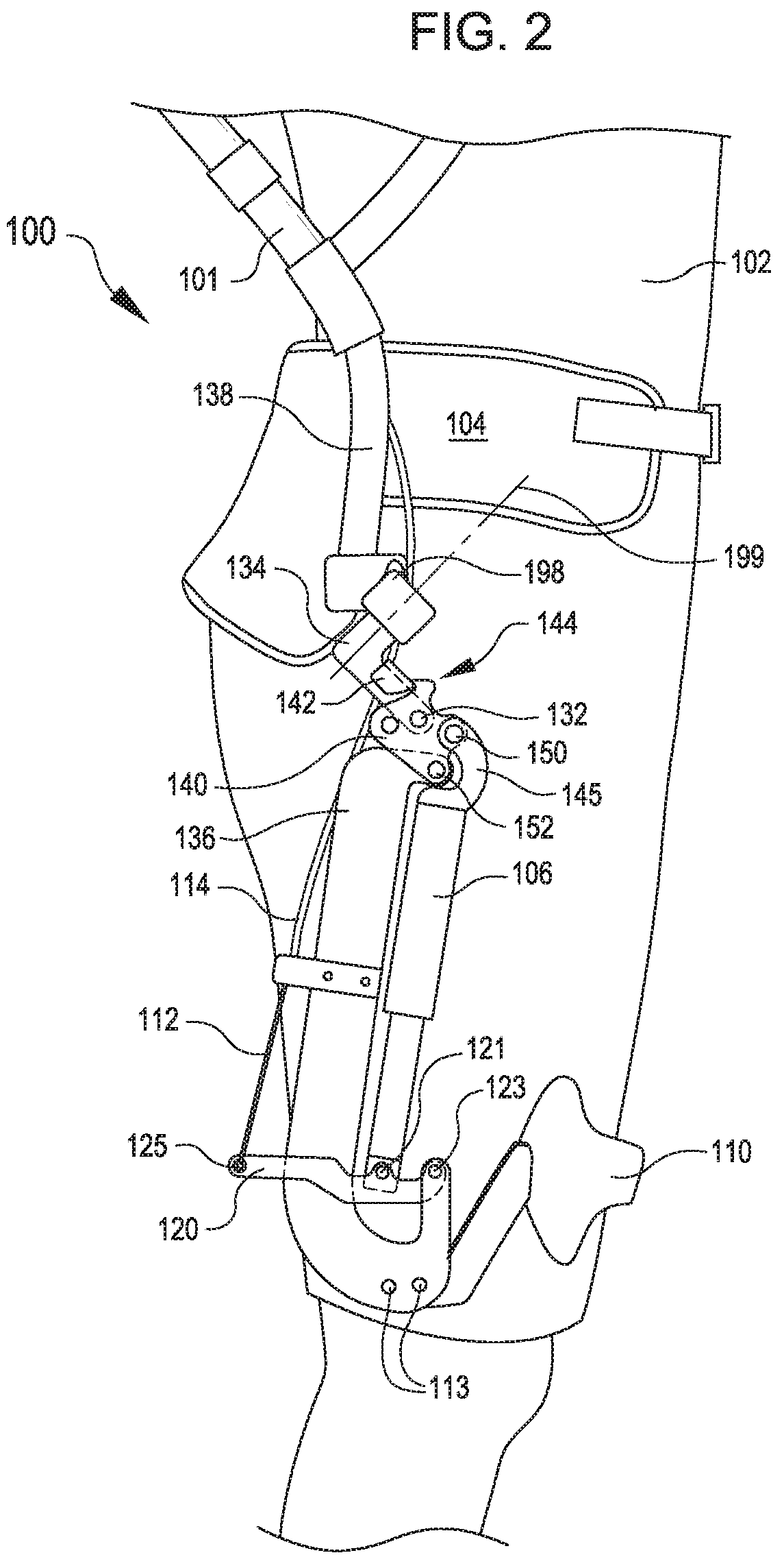 Patent US11793703 Figure 2 – Lift-assistance exoskeleton