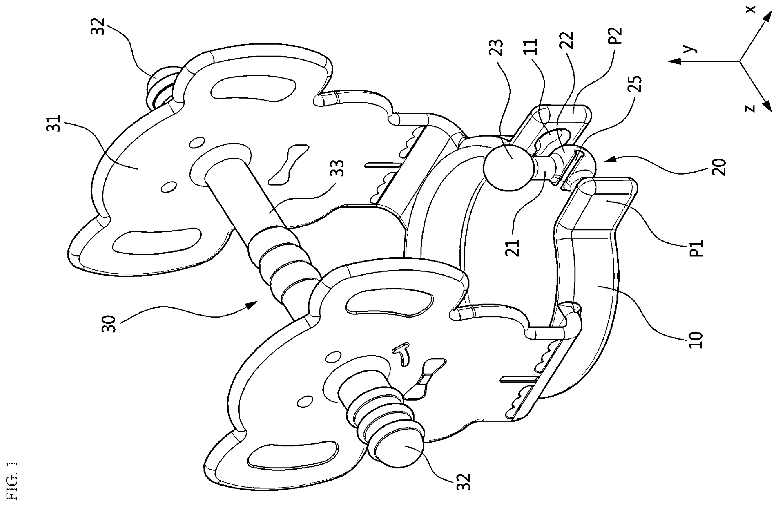 Patent US11793729 — Teether with wristband — Figure 1