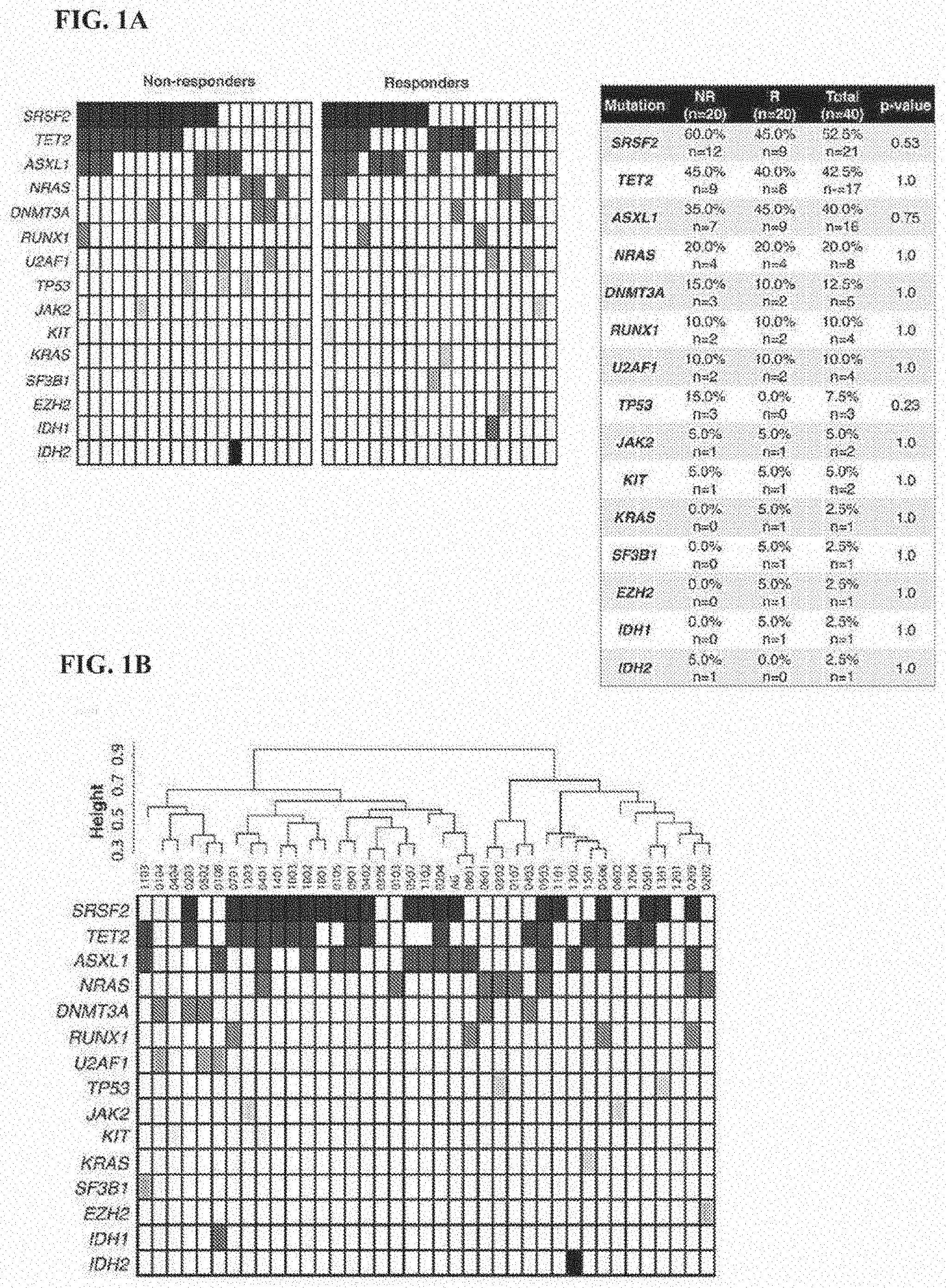 Patent US11793825 Figure 1 – Biomarkers for predicting responsiveness to decitabine therapy