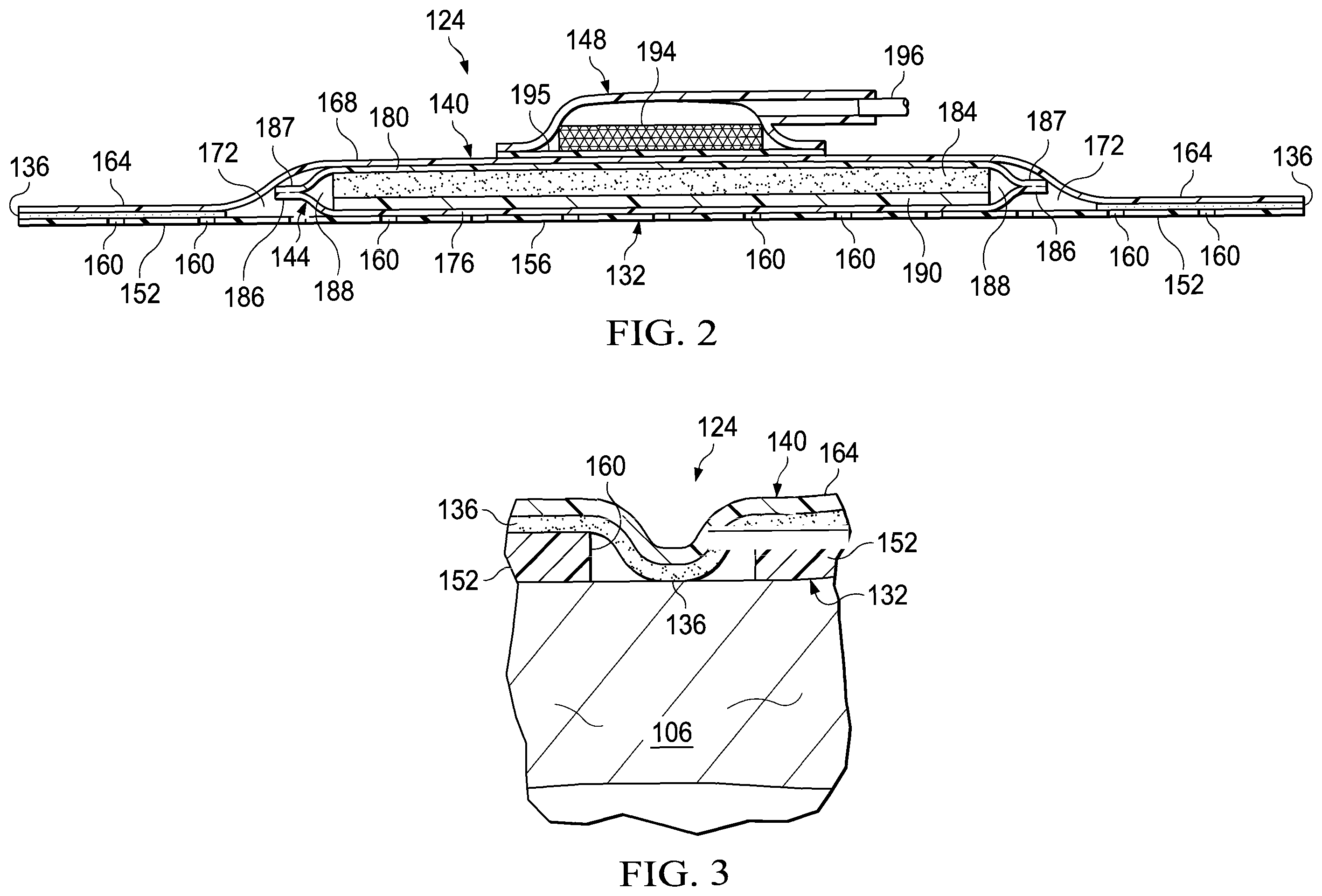 Patent US11793923 Figure 2 – Dressing with differentially sized perforations