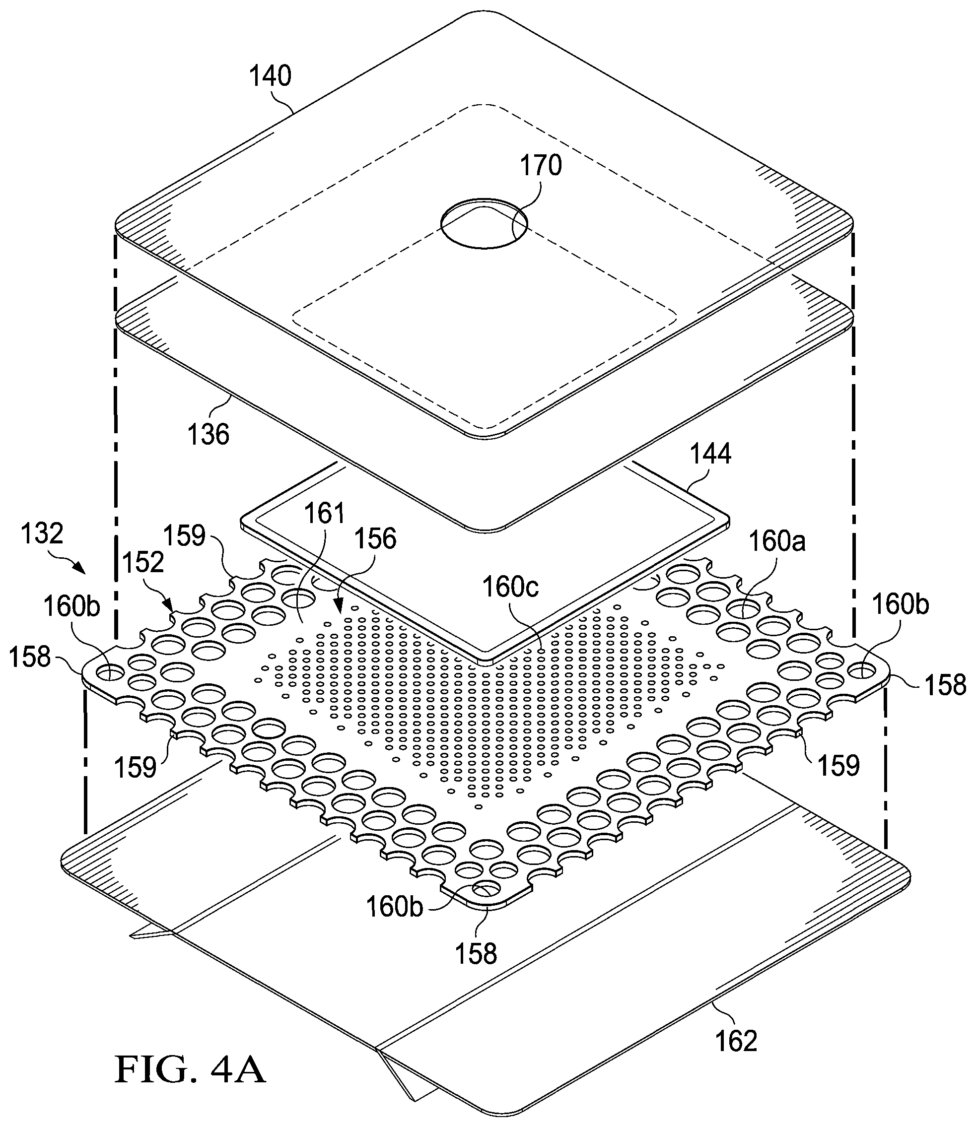 Patent US11793923 Figure 3 – Dressing with differentially sized perforations
