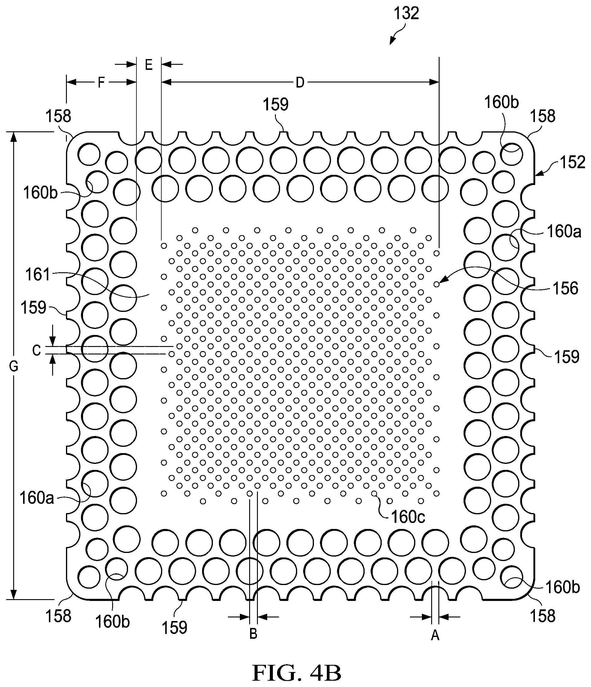 Patent US11793923 Figure 4 – Dressing with differentially sized perforations