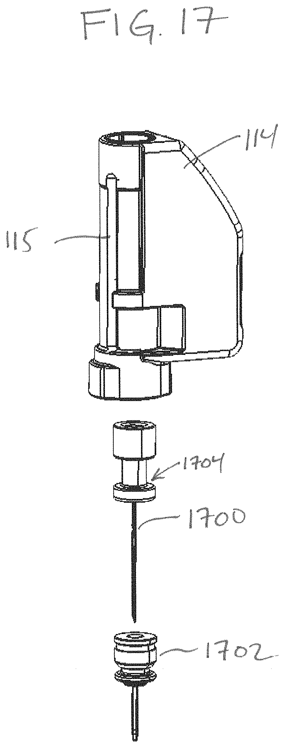 Patent US11793934 Figure 16 – Cartridge and inserter for a medical system