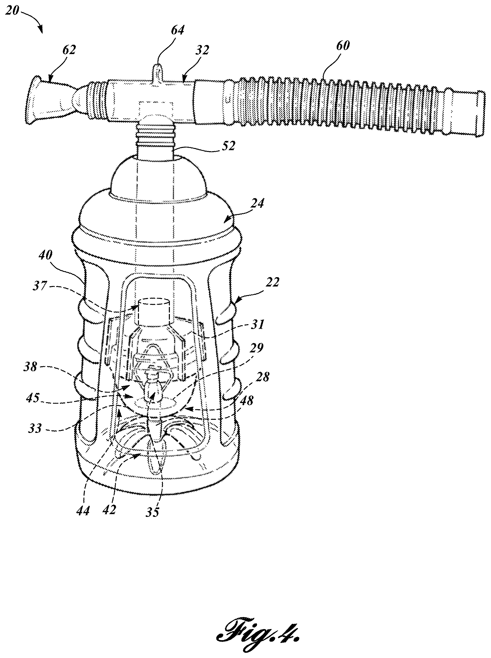 Patent US11793967 Figure 4 – Thermal material nebulizing system with animal mask