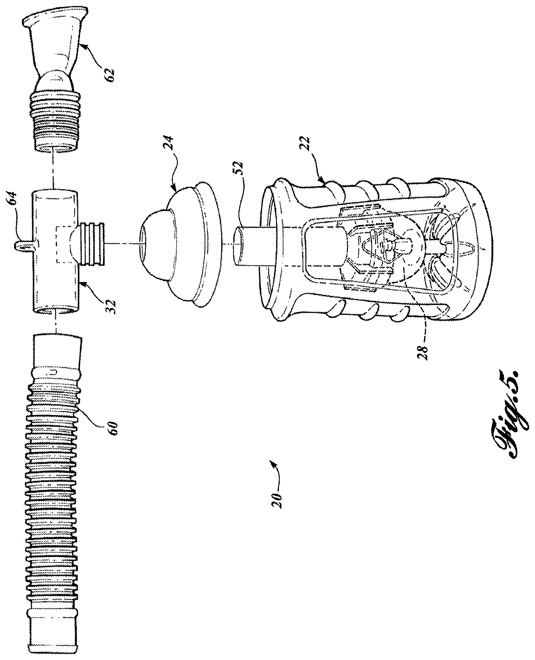 Patent US11793967 Figure 5 – Thermal material nebulizing system with animal mask