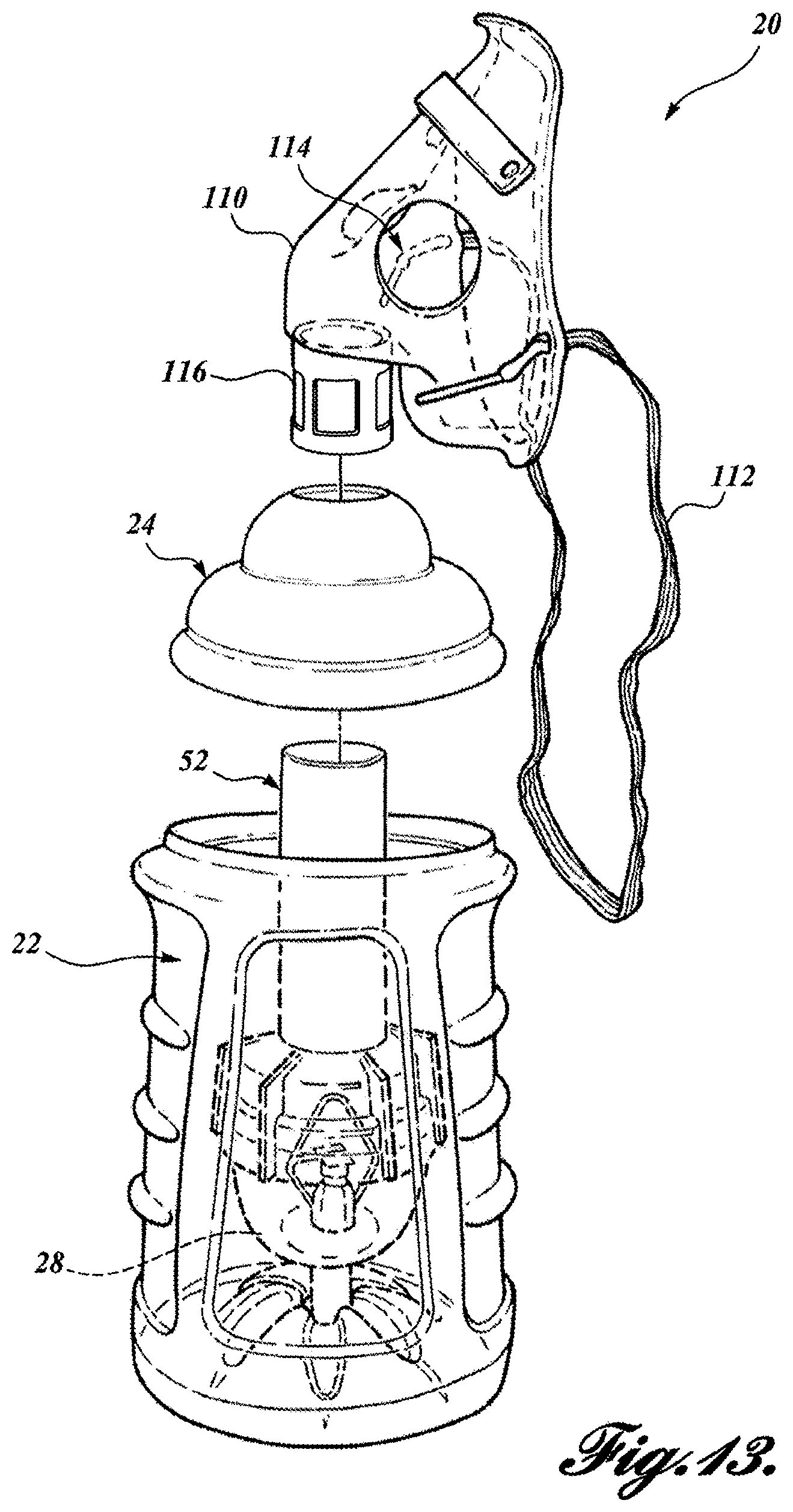 Patent US11793967 Figure 13 – Thermal material nebulizing system with animal mask