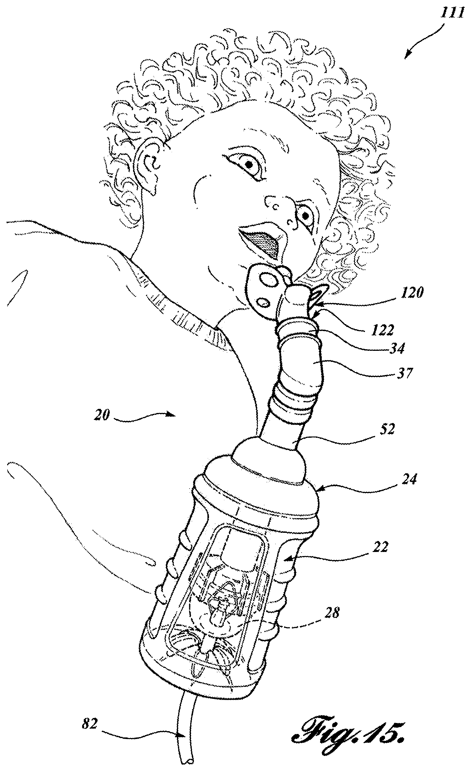 Patent US11793967 Figure 15 – Thermal material nebulizing system with animal mask