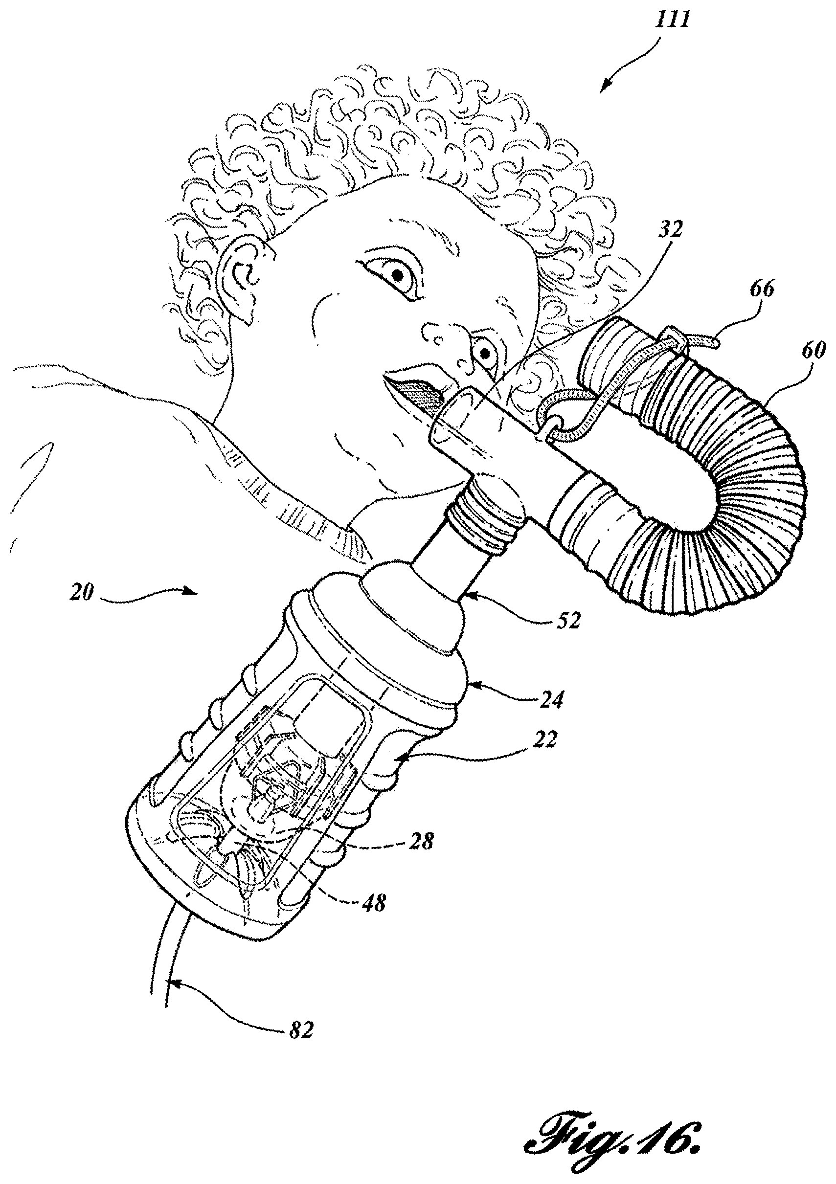 Patent US11793967 Figure 16 – Thermal material nebulizing system with animal mask
