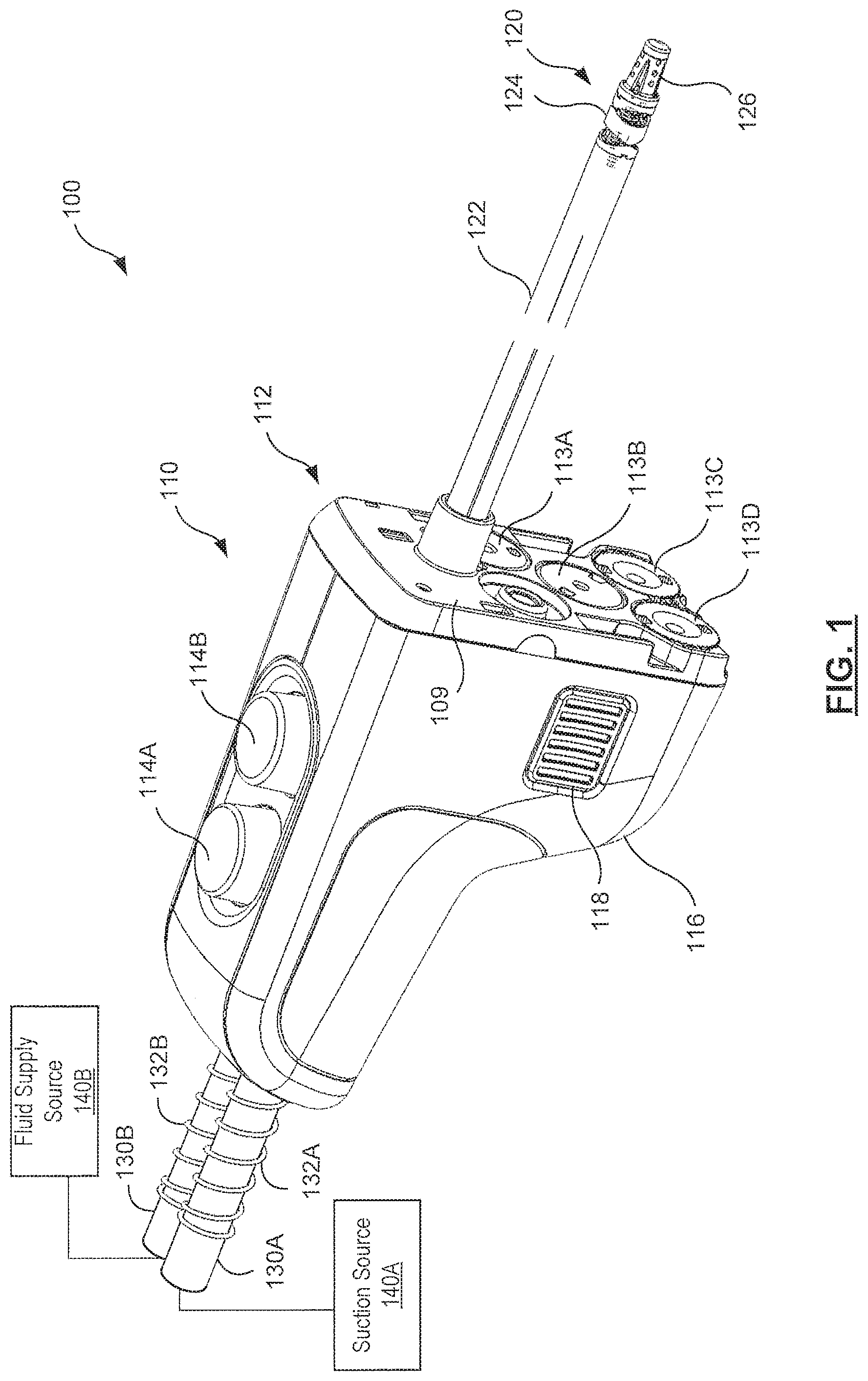 Patent US11793990 Figure 1 – Complex irrigation/suction flow path in a medical device