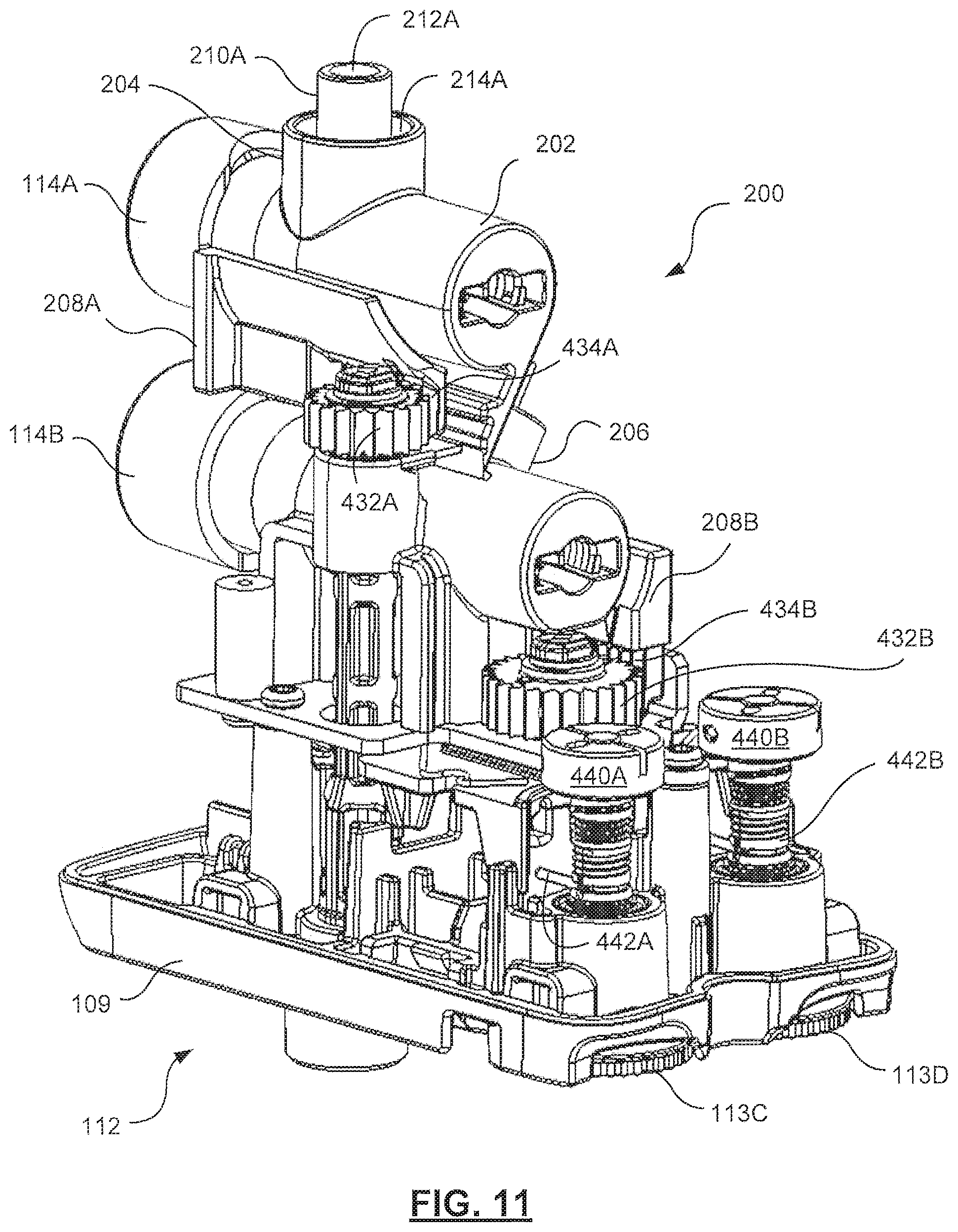 Patent US11793990 Figure 11 – Complex irrigation/suction flow path in a medical device