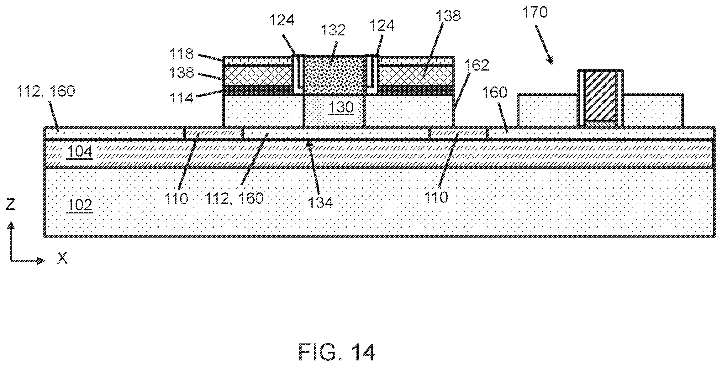 Patent US11799021 Figure 14 – Lateral bipolar transistor structure with marker layer for emitter and collector