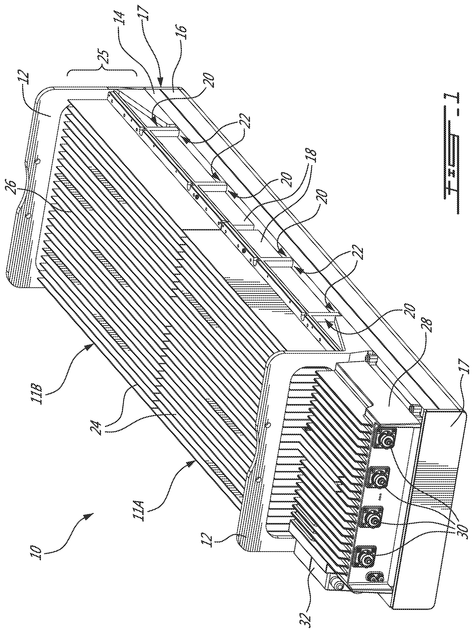 Patent US11799200 Figure 1 – Radio assembly with modularized radios and interconnects