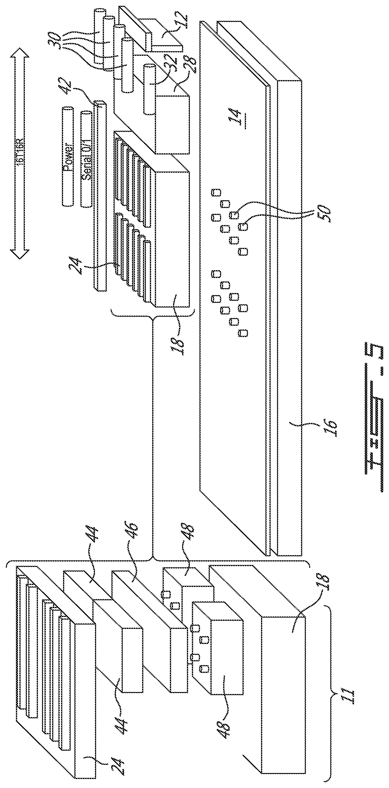 Patent US11799200 Figure 5 – Radio assembly with modularized radios and interconnects