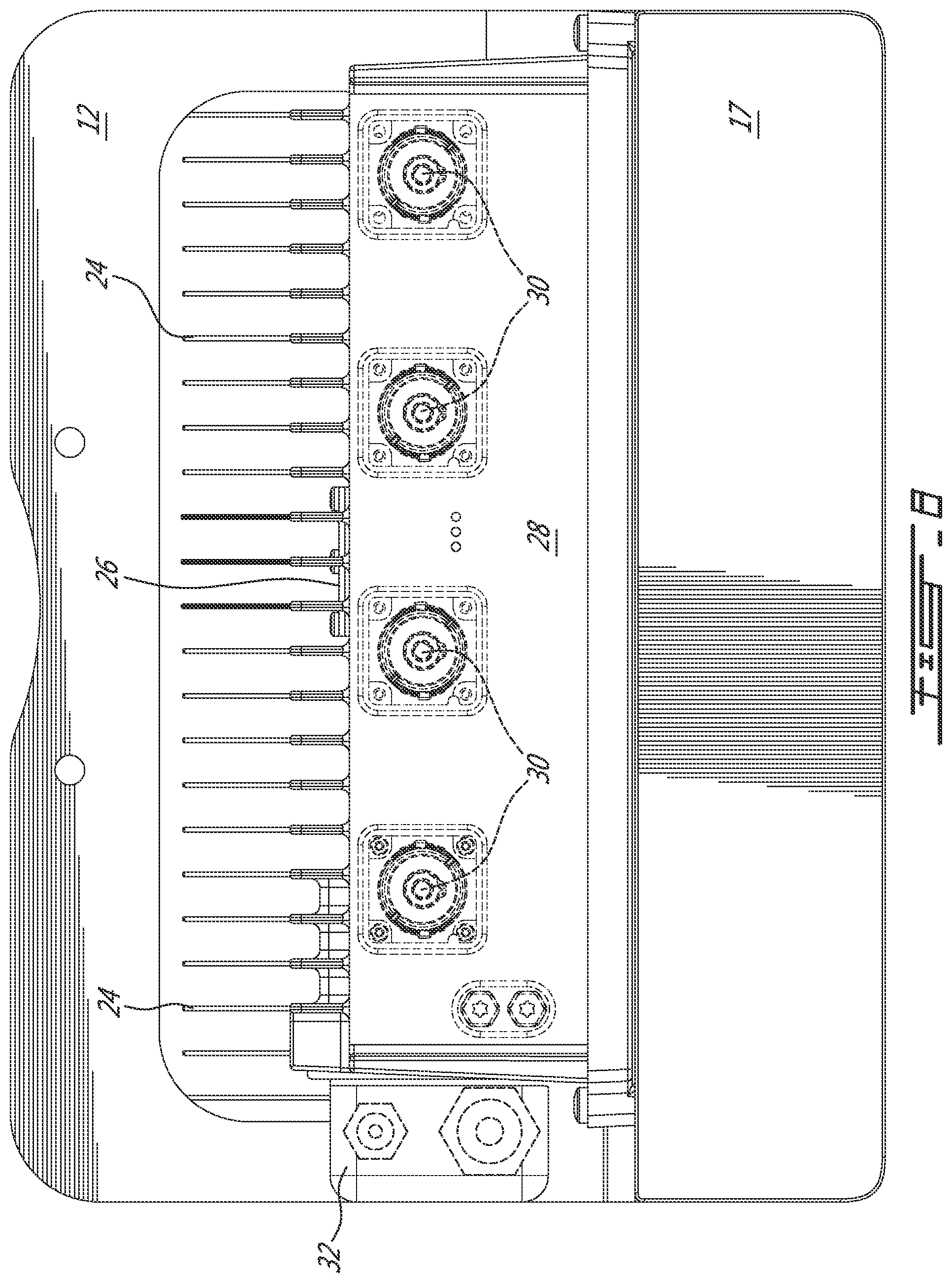 Patent US11799200 Figure 8 – Radio assembly with modularized radios and interconnects