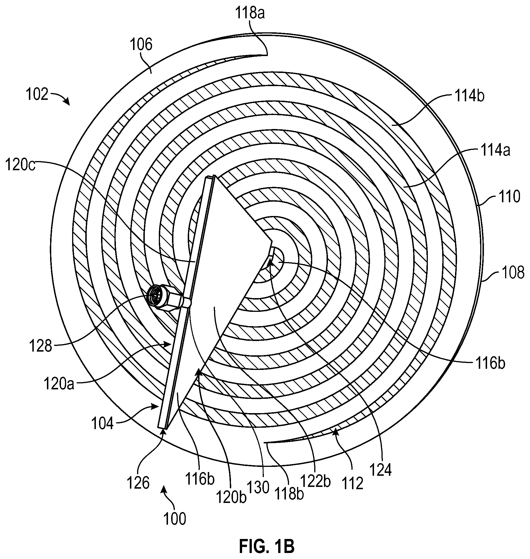 Patent US11799205 Figure 2 – Spiral antenna assembly with integrated feed network structure and method of manufacture