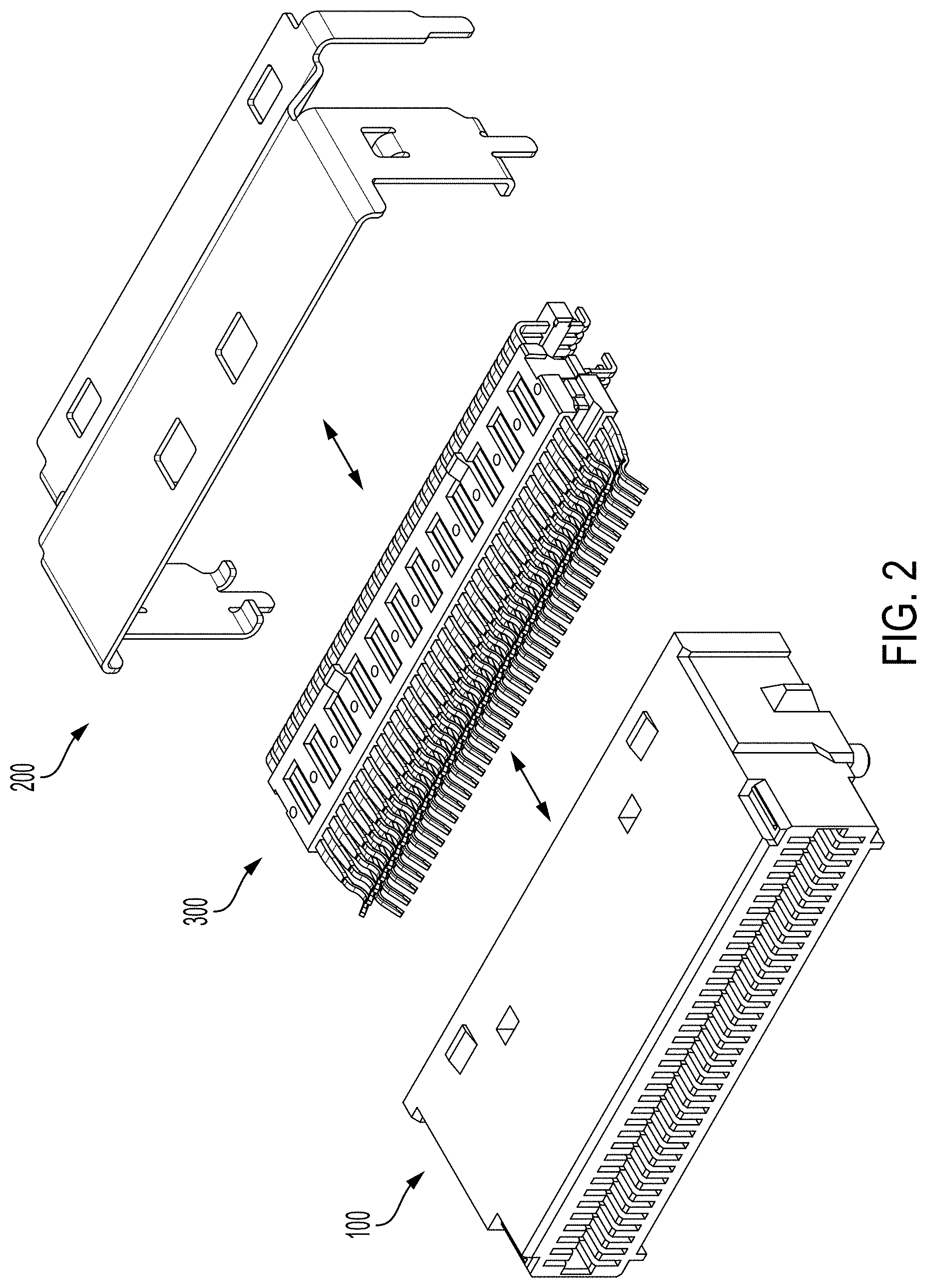 Patent US11799230 Figure 2 – High-frequency electrical connector with in interlocking segments