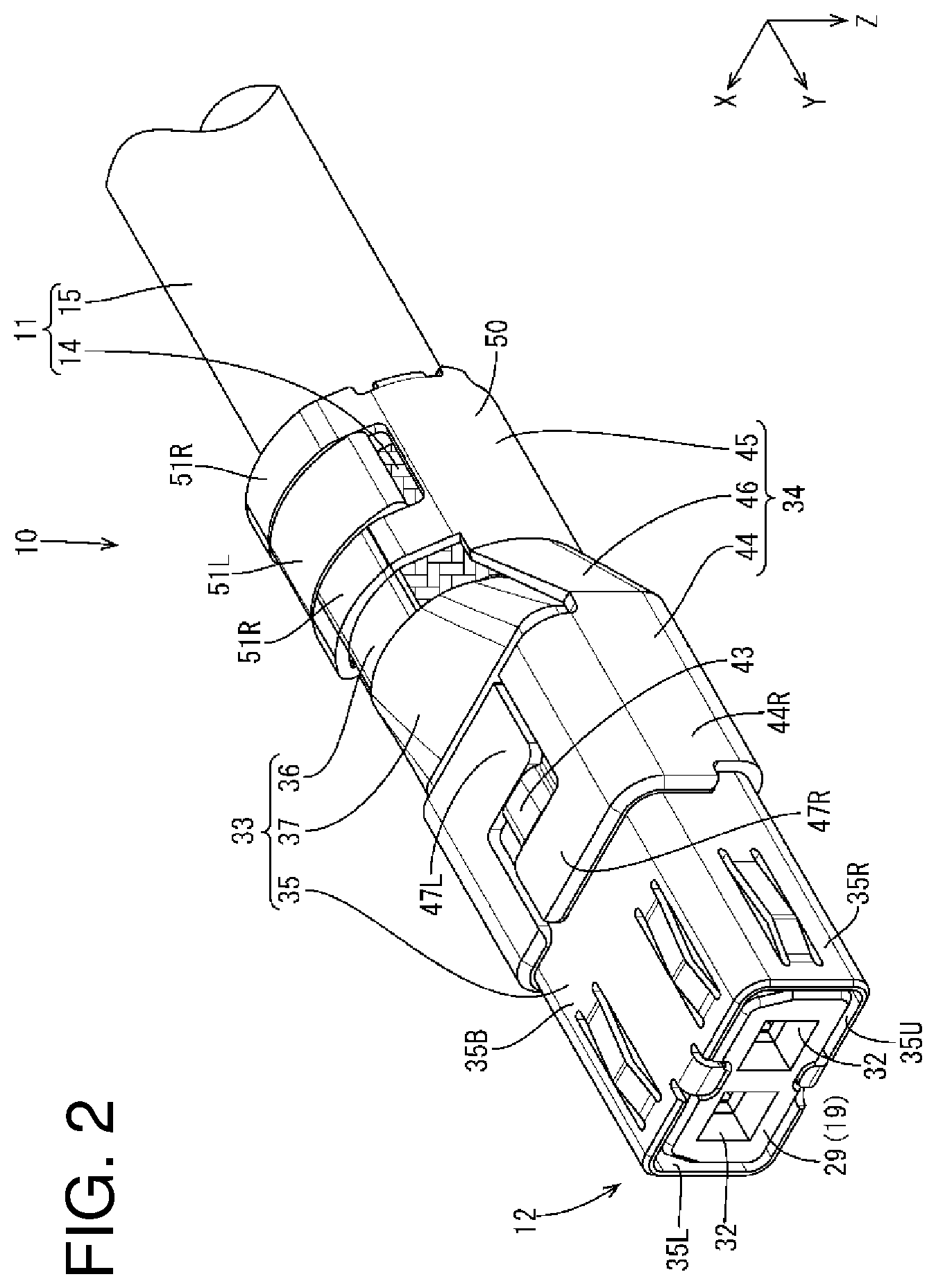 Patent US11799247 Figure 2 – Connector, and connector structure including inner conductor and outer conductor