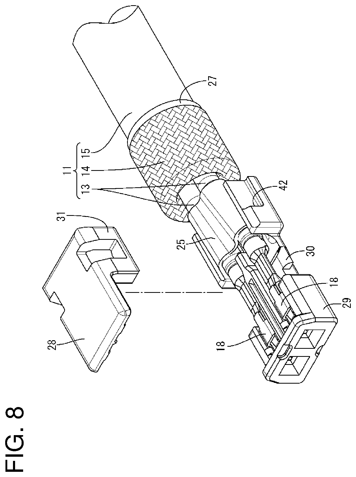 Patent US11799247 Figure 8 – Connector, and connector structure including inner conductor and outer conductor
