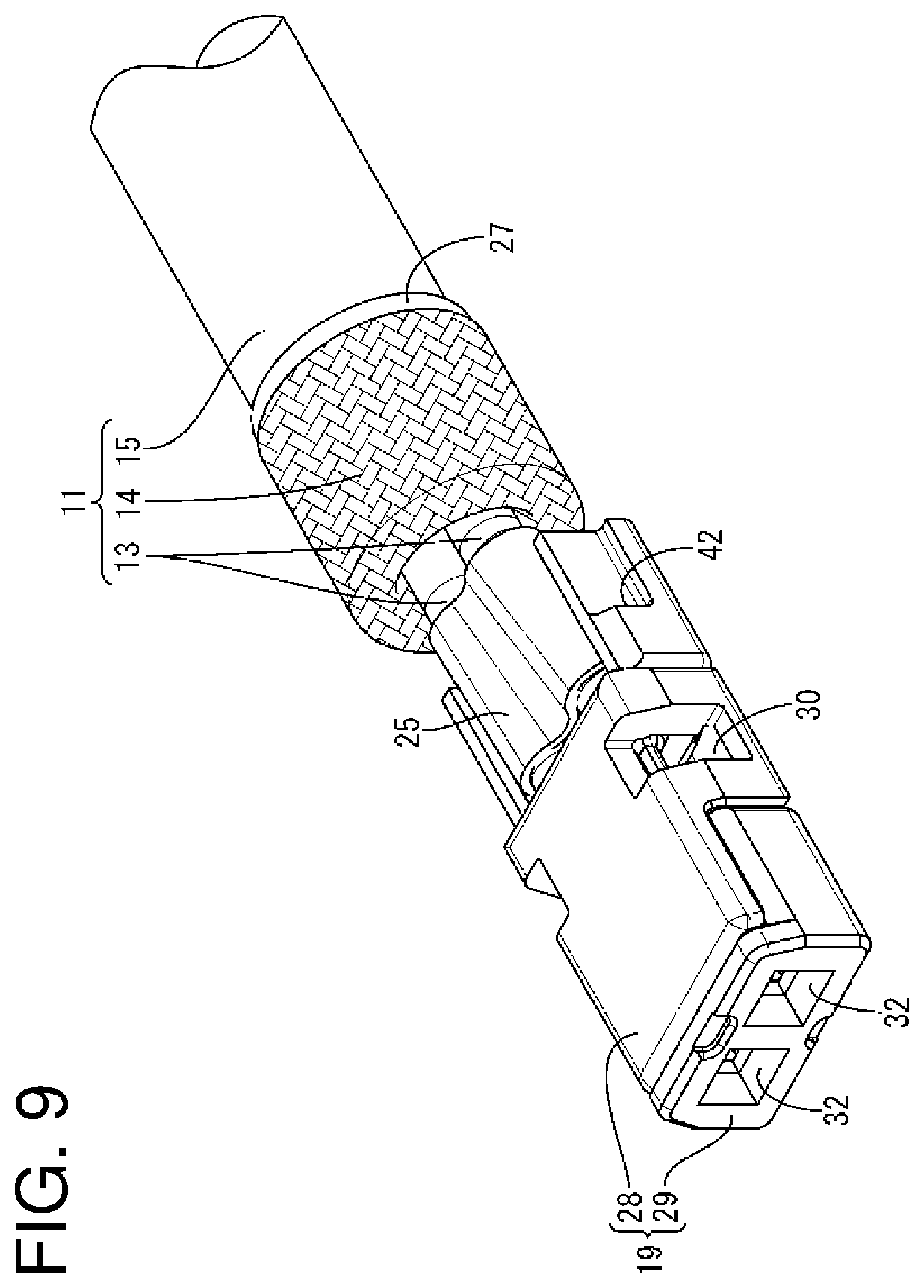 Patent US11799247 Figure 9 – Connector, and connector structure including inner conductor and outer conductor