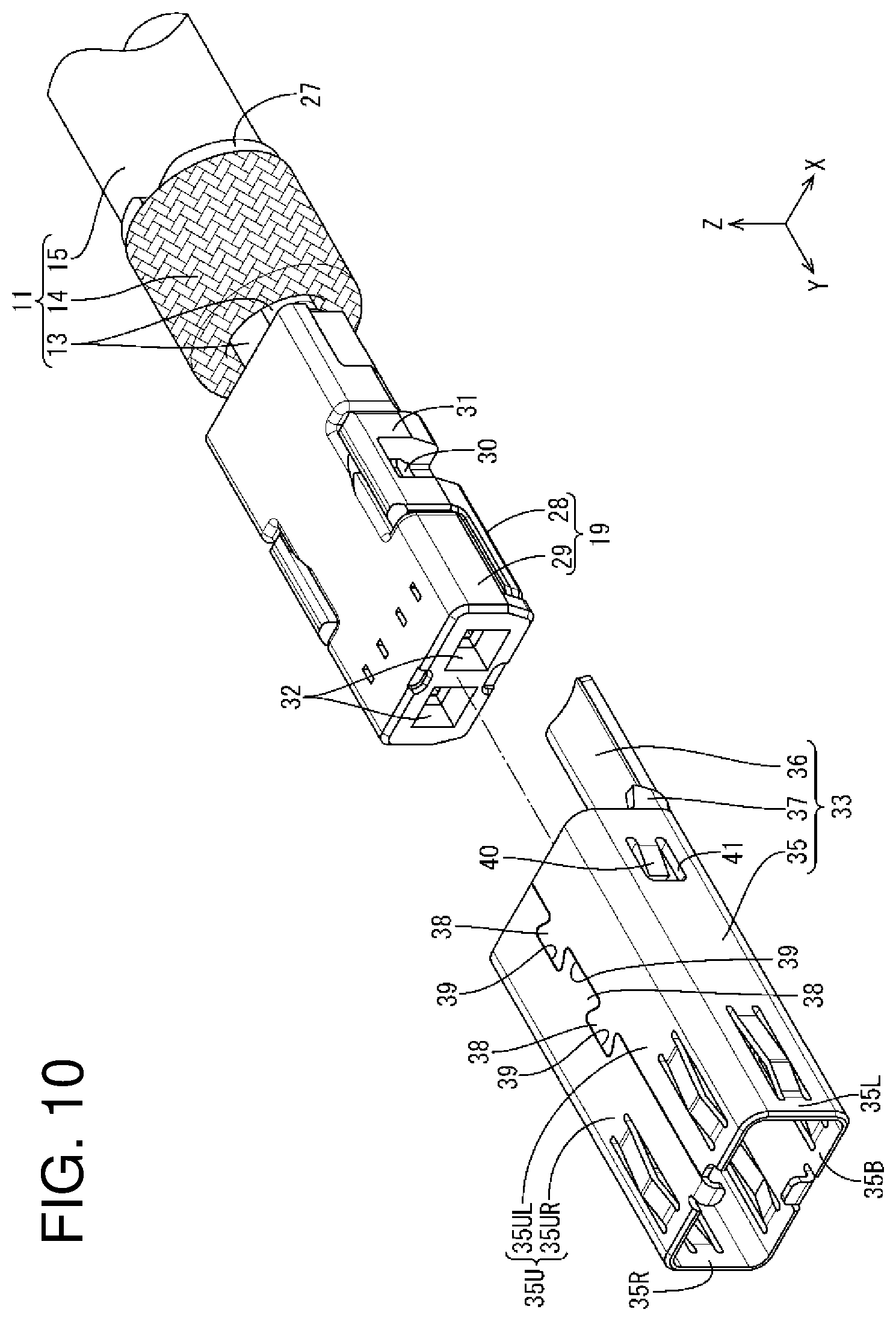 Patent US11799247 Figure 10 – Connector, and connector structure including inner conductor and outer conductor