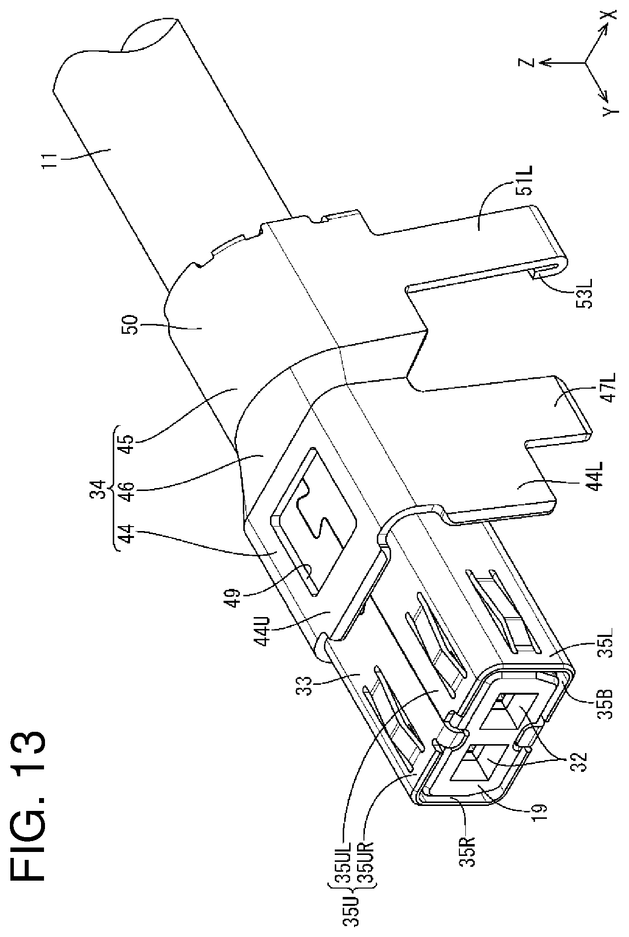 Patent US11799247 Figure 13 – Connector, and connector structure including inner conductor and outer conductor