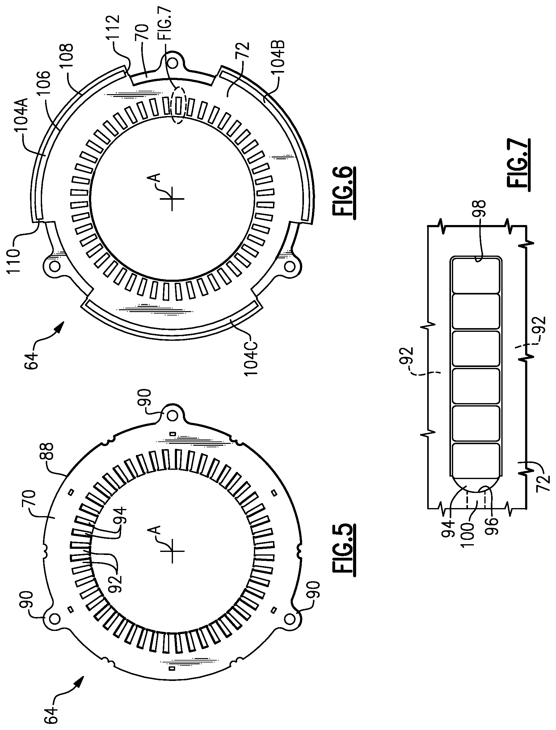 Patent US11799361 Figure 4 – End covers configured to direct fluid for thermal management of electric machine for electrified vehicle