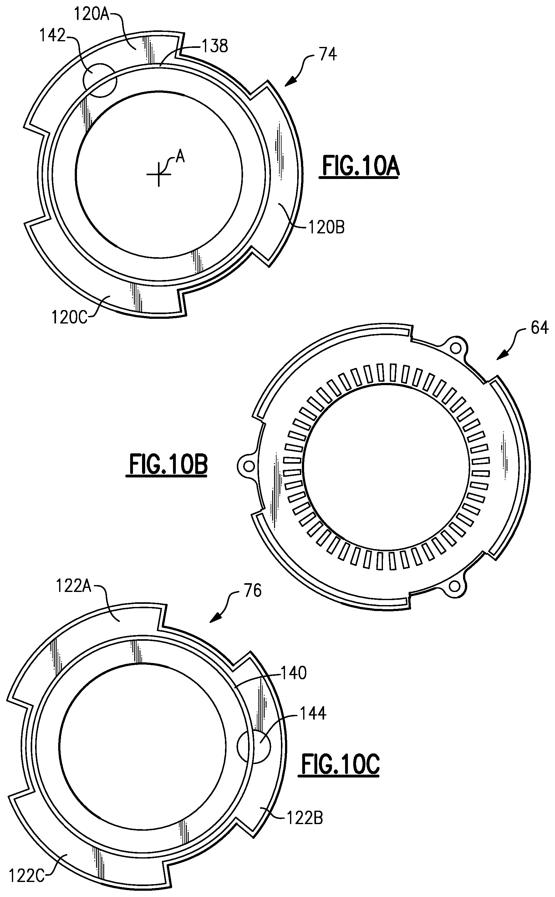 Patent US11799361 Figure 7 – End covers configured to direct fluid for thermal management of electric machine for electrified vehicle